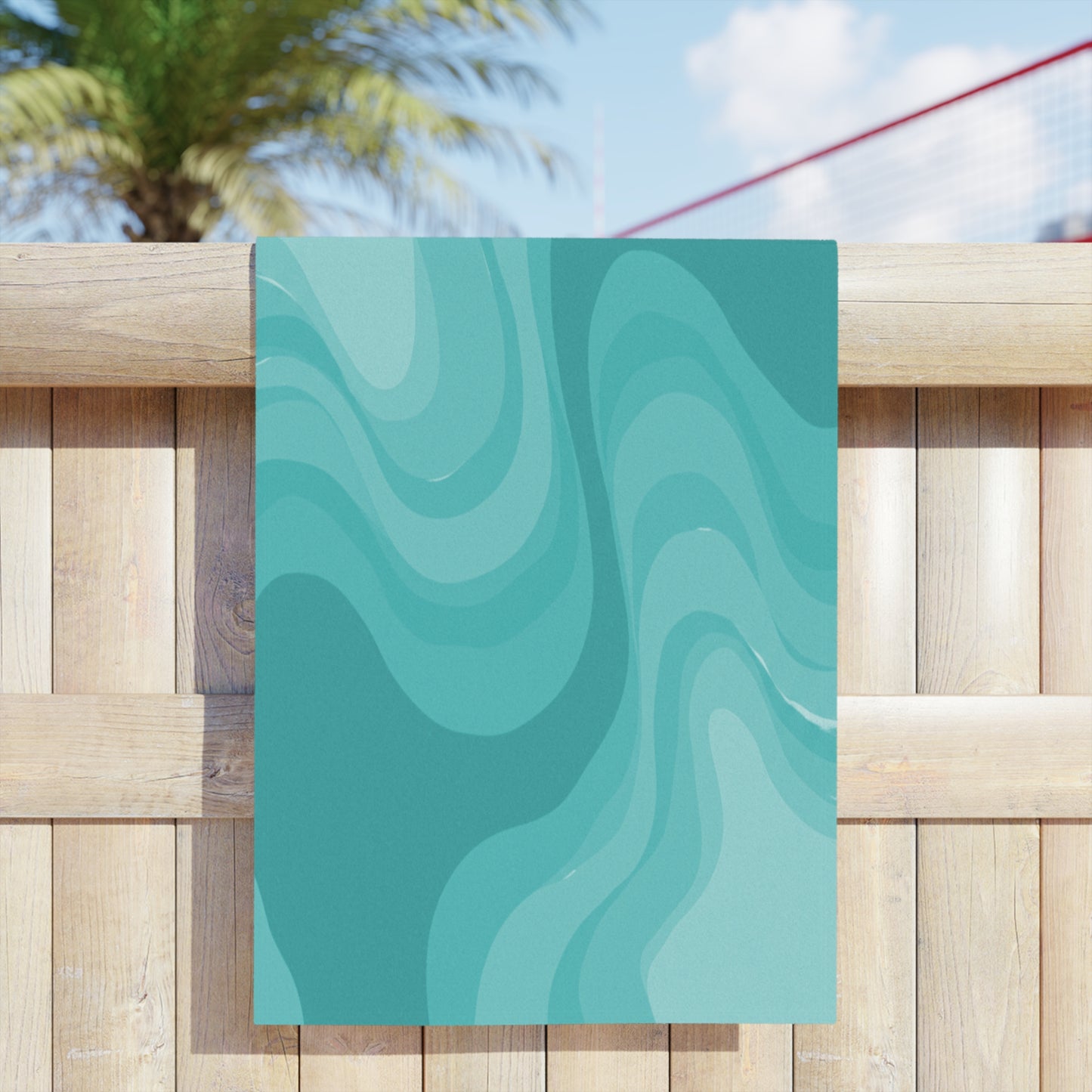 Tif Green Wavey Beach Towel, 24" x 44"