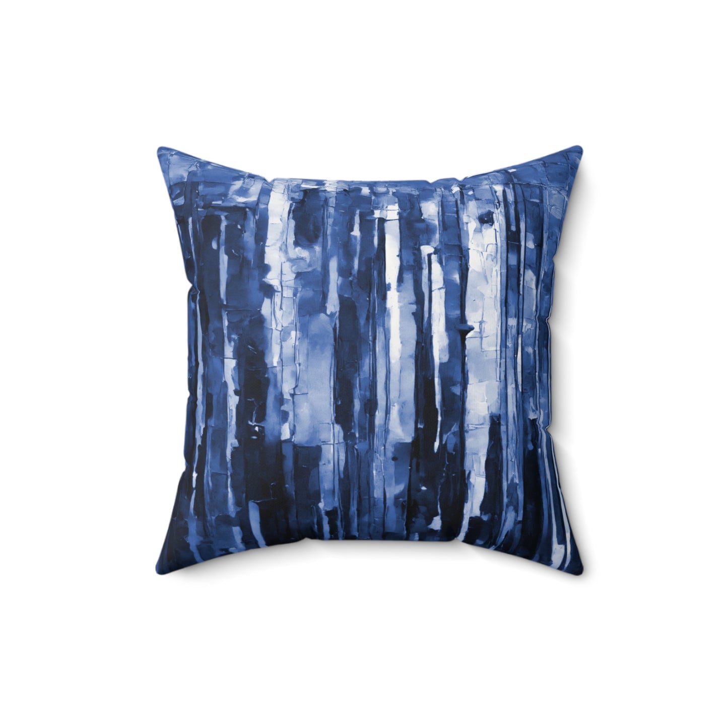 Striped Deep Blue 16" x 16" Faux Suede Square Pillow