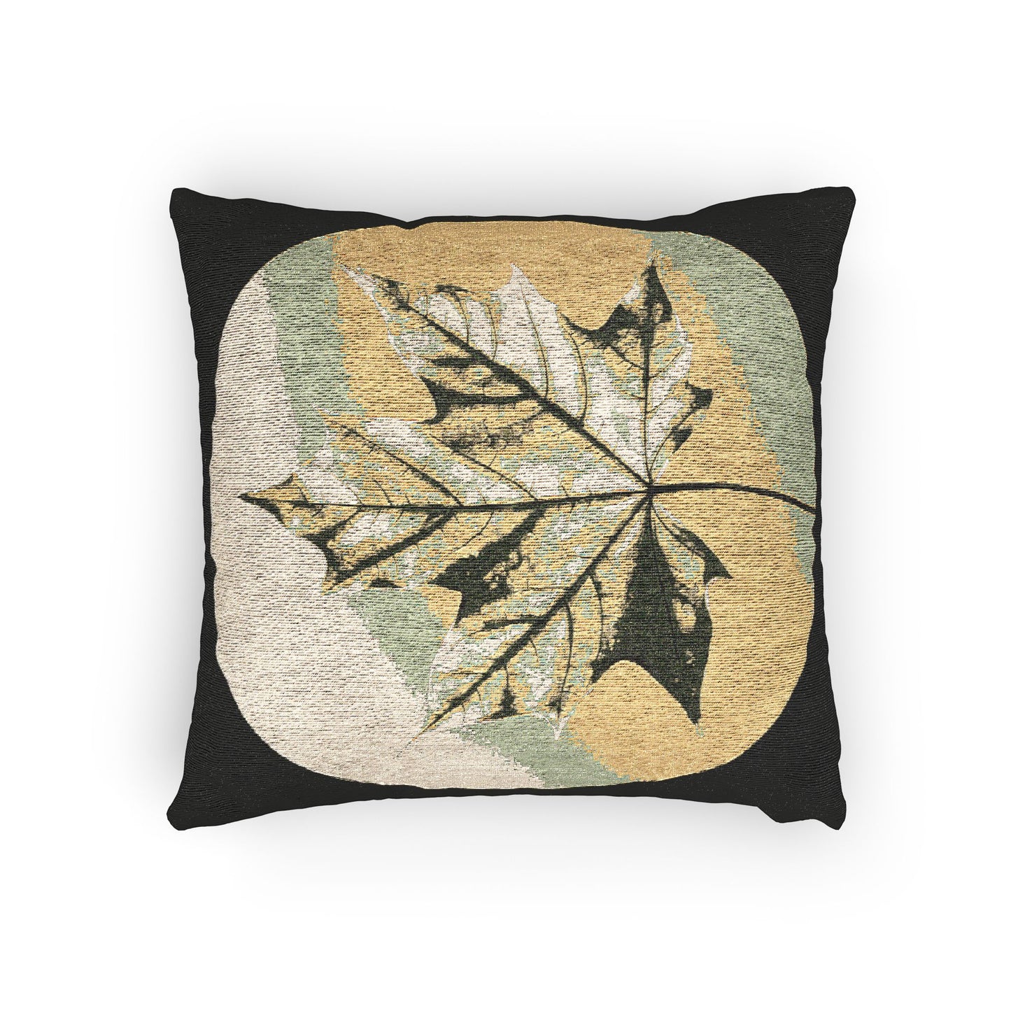 Lemongrass Maple Leaf Woven Pillow, 17" x 18"