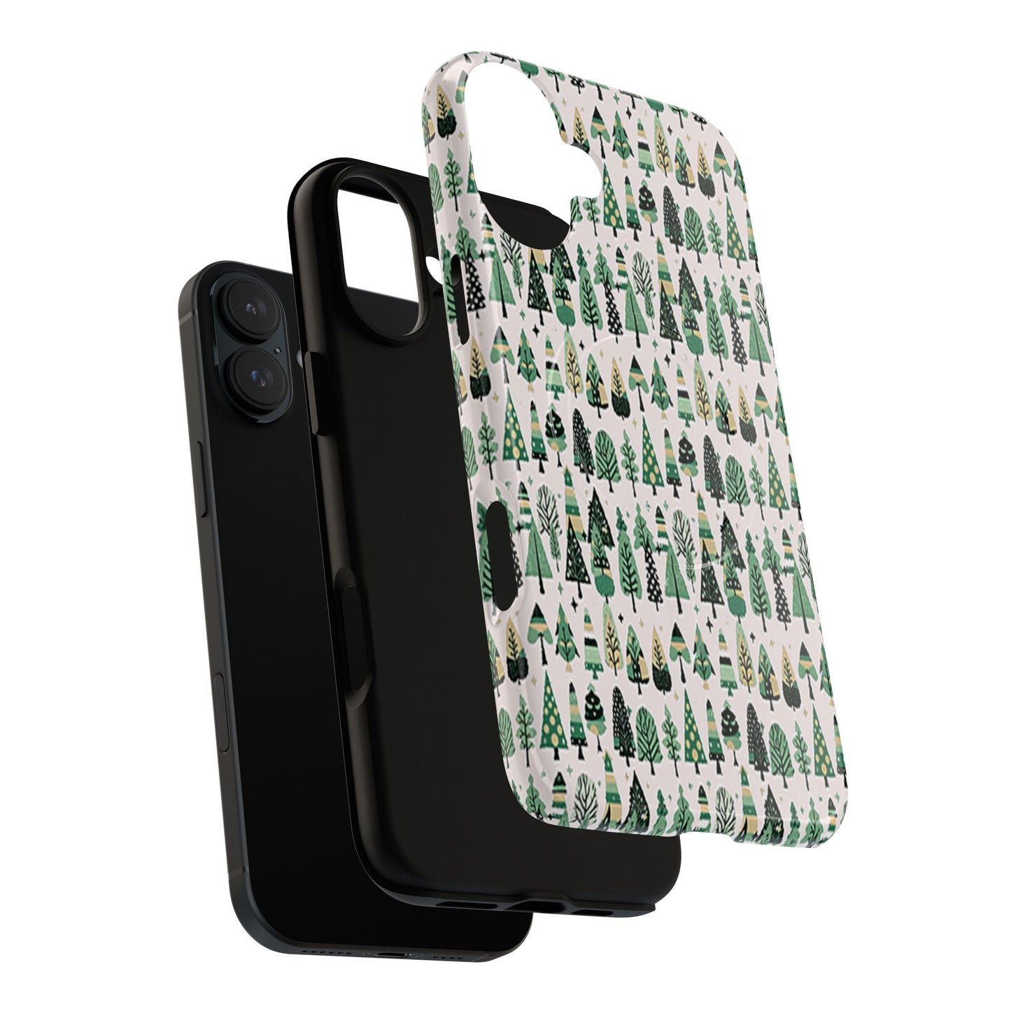 Mini Vintage Green Trees Iphone 16 Plus Tough Magnetic Cases