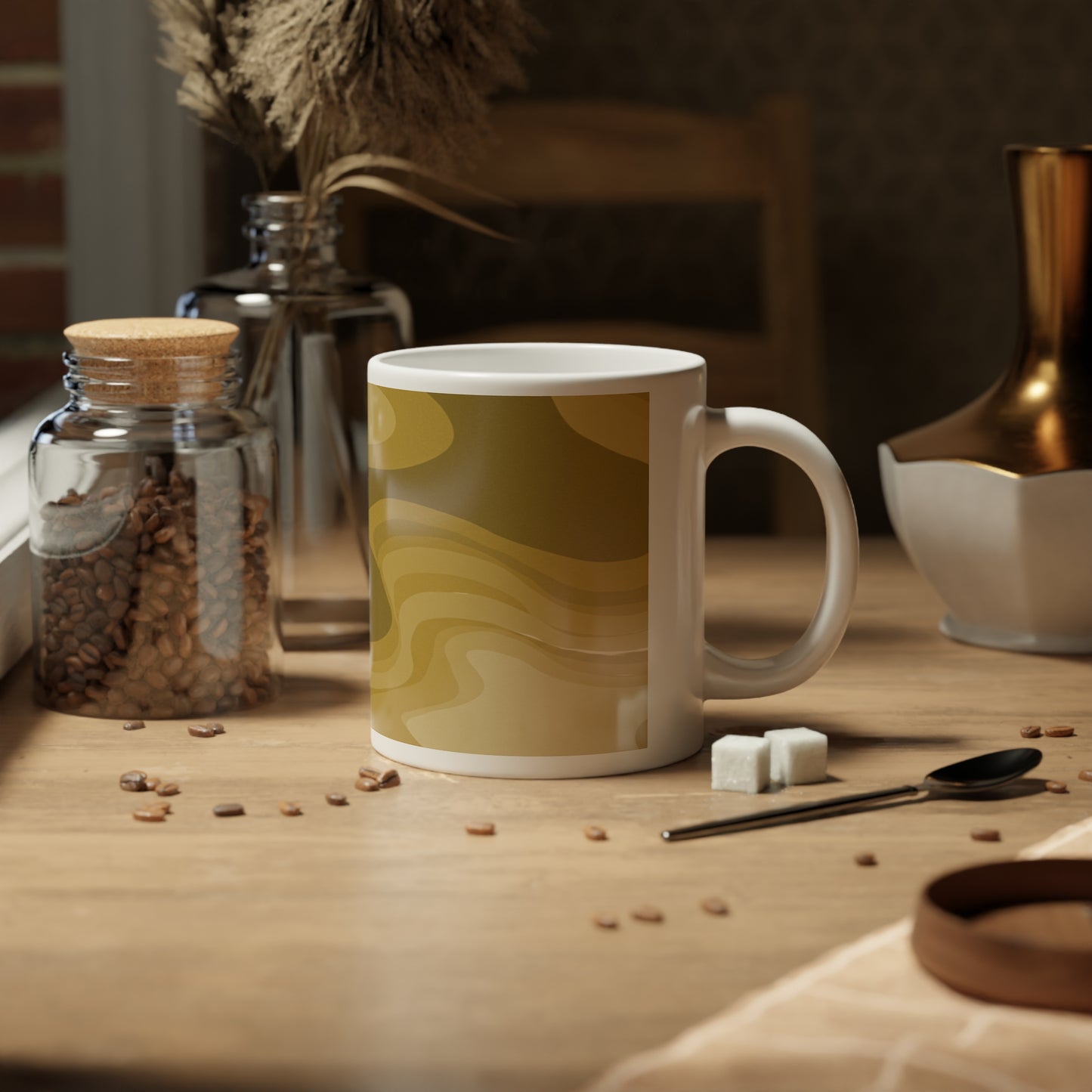 Brown Wavey 20 oz White Glossy Jumbo Mug