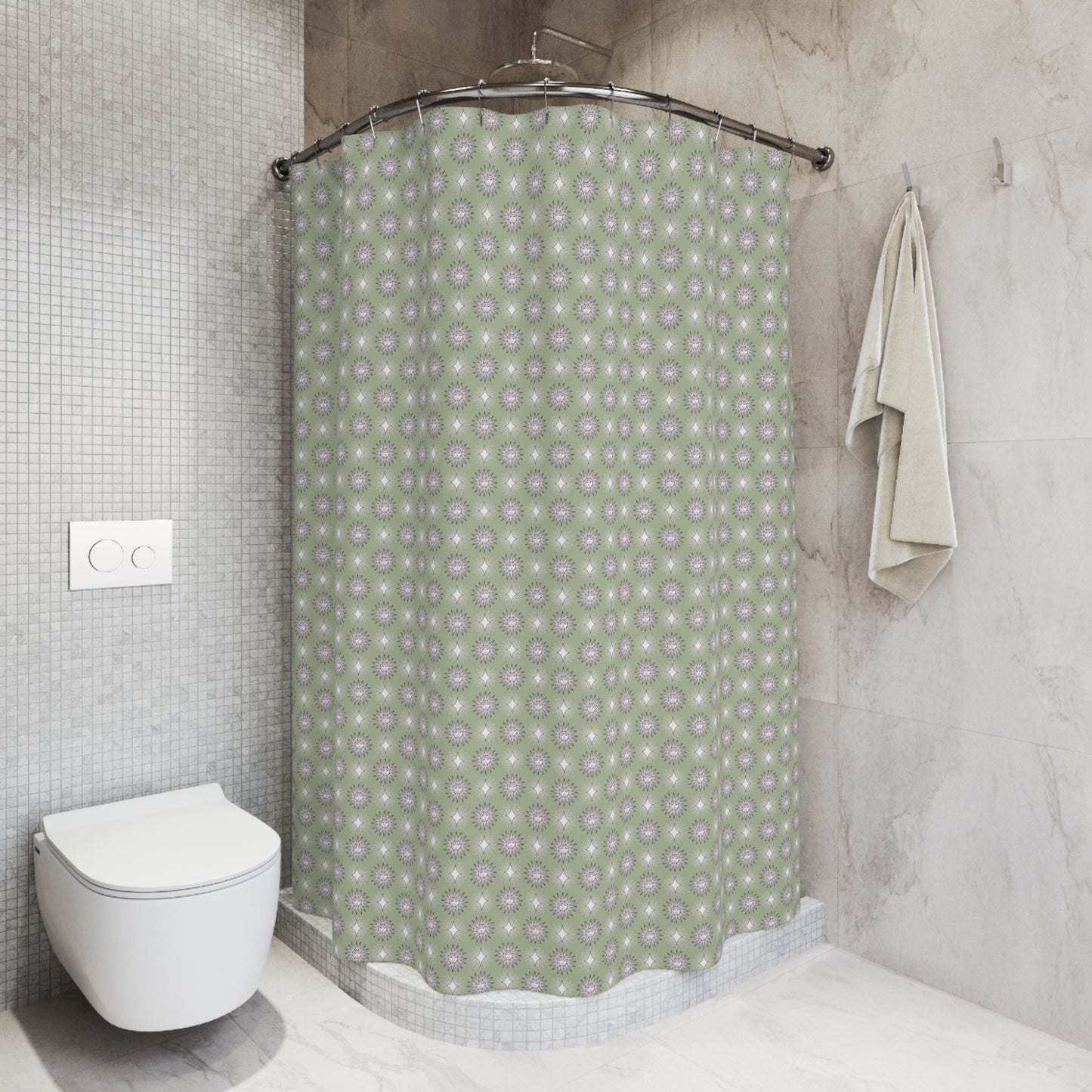 Olive Star-crossed Bodies Shower Curtain, 71" x 74"