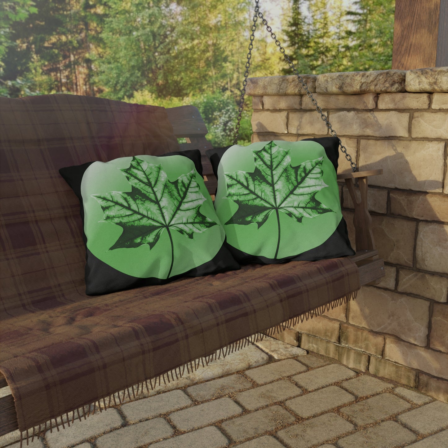 Mint Green Maple Leaf 20" x 20" Outdoor Pillow