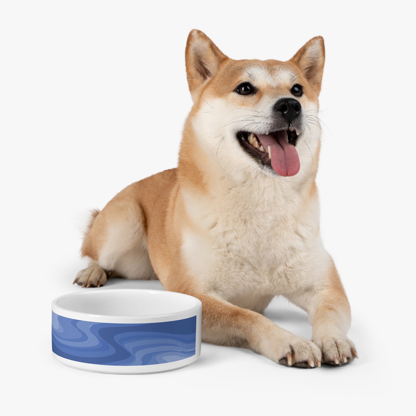 Deep Blue Wavey 16 oz Pet Bowl