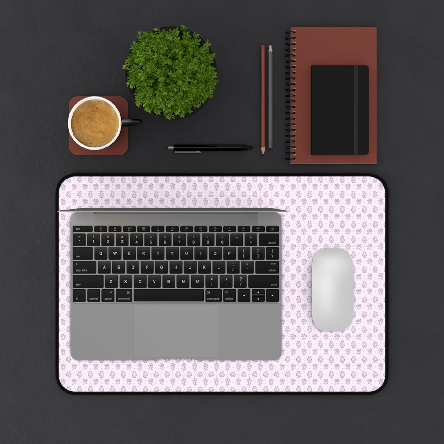 Pink Mornings Star-crossed Bodies Desk Mat, 12" x 18"