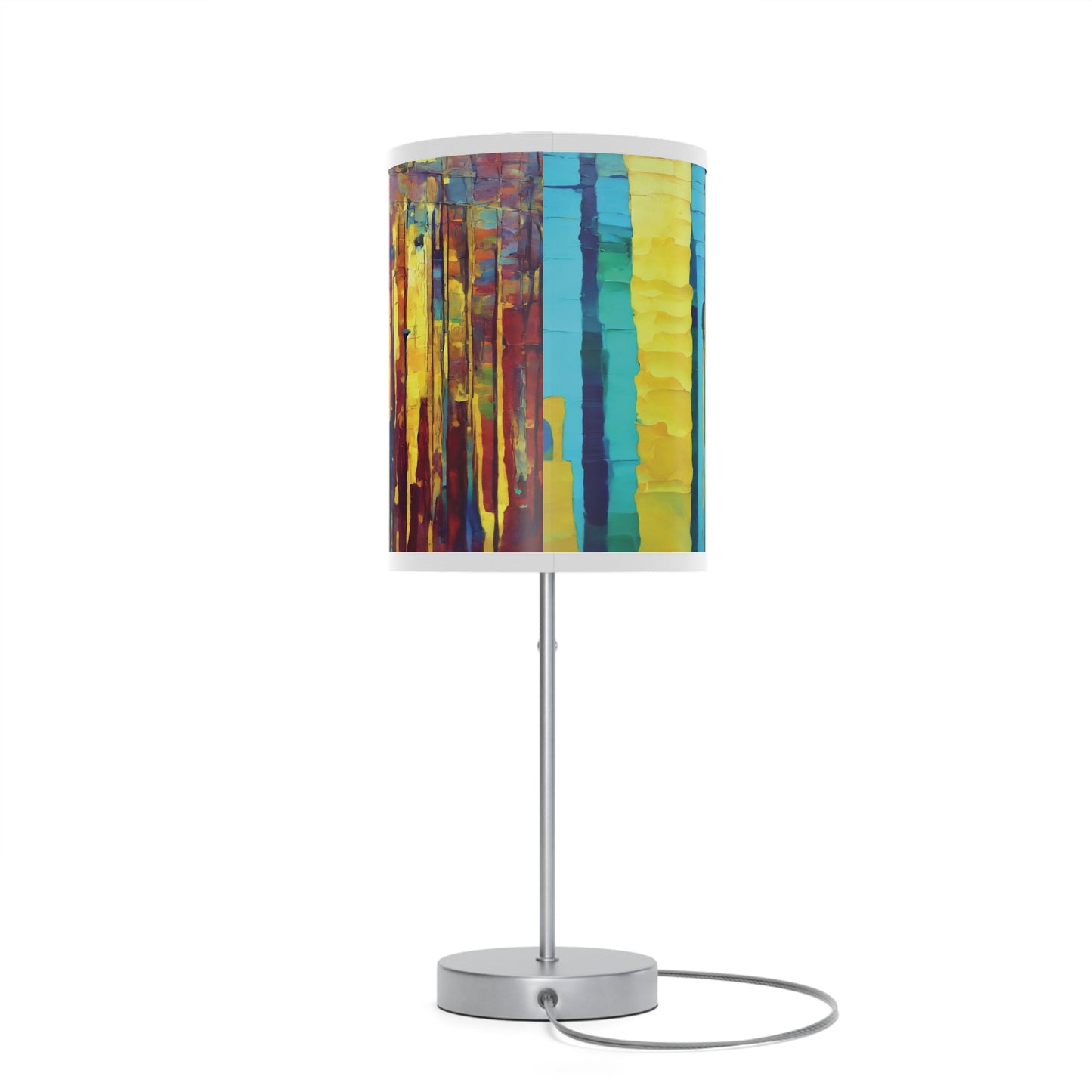 Striped Alpha Table Lamp on a White or Silver Stand, US|CA plug