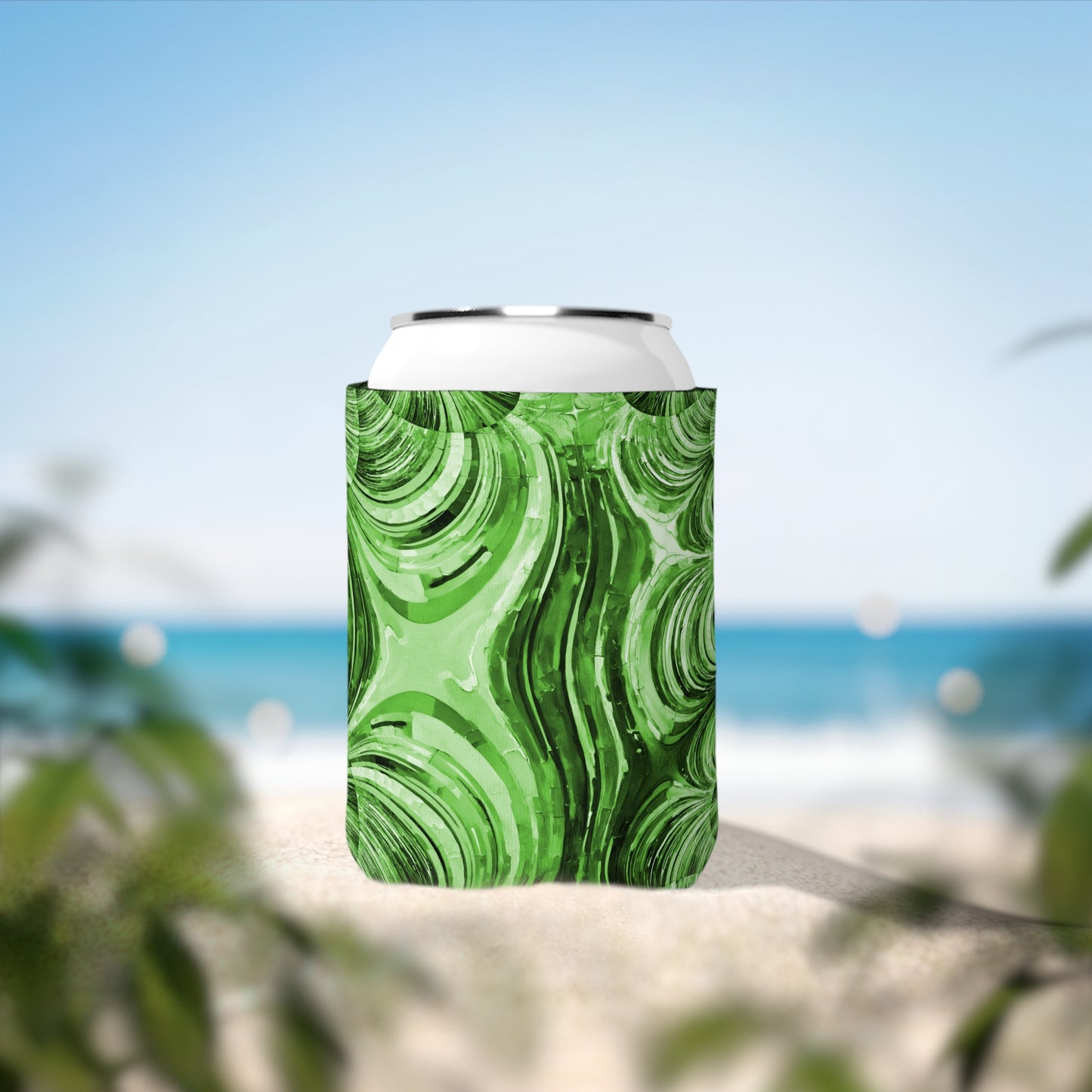 Uzi Spiral Mint Pastel 12 oz Can Cooler Sleeve