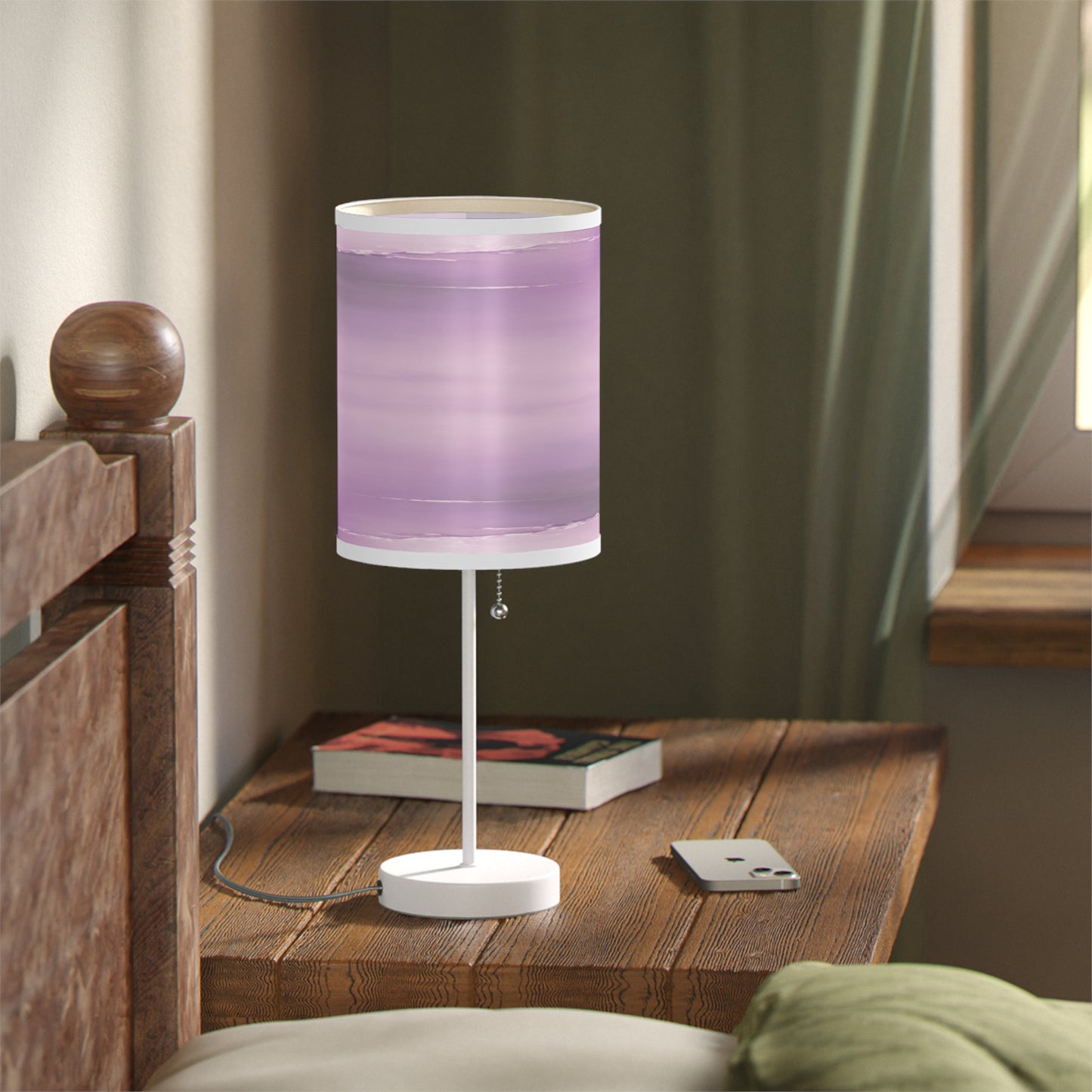 Dark Pink Sea Amethyst Fog Table Lamp on a White or Silver Stand, US|CA plug