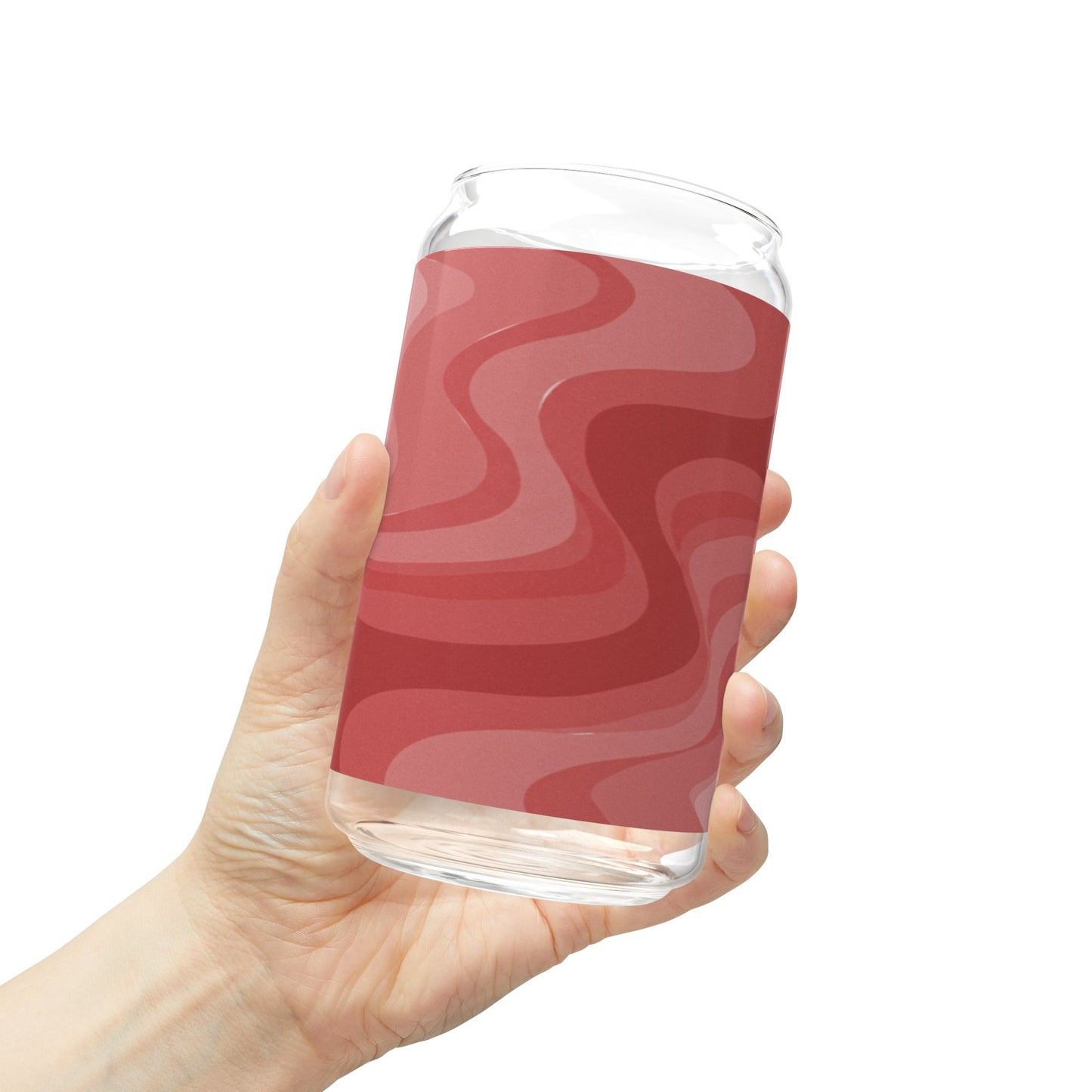 Power Red Wavey Sipper Glass, 16oz