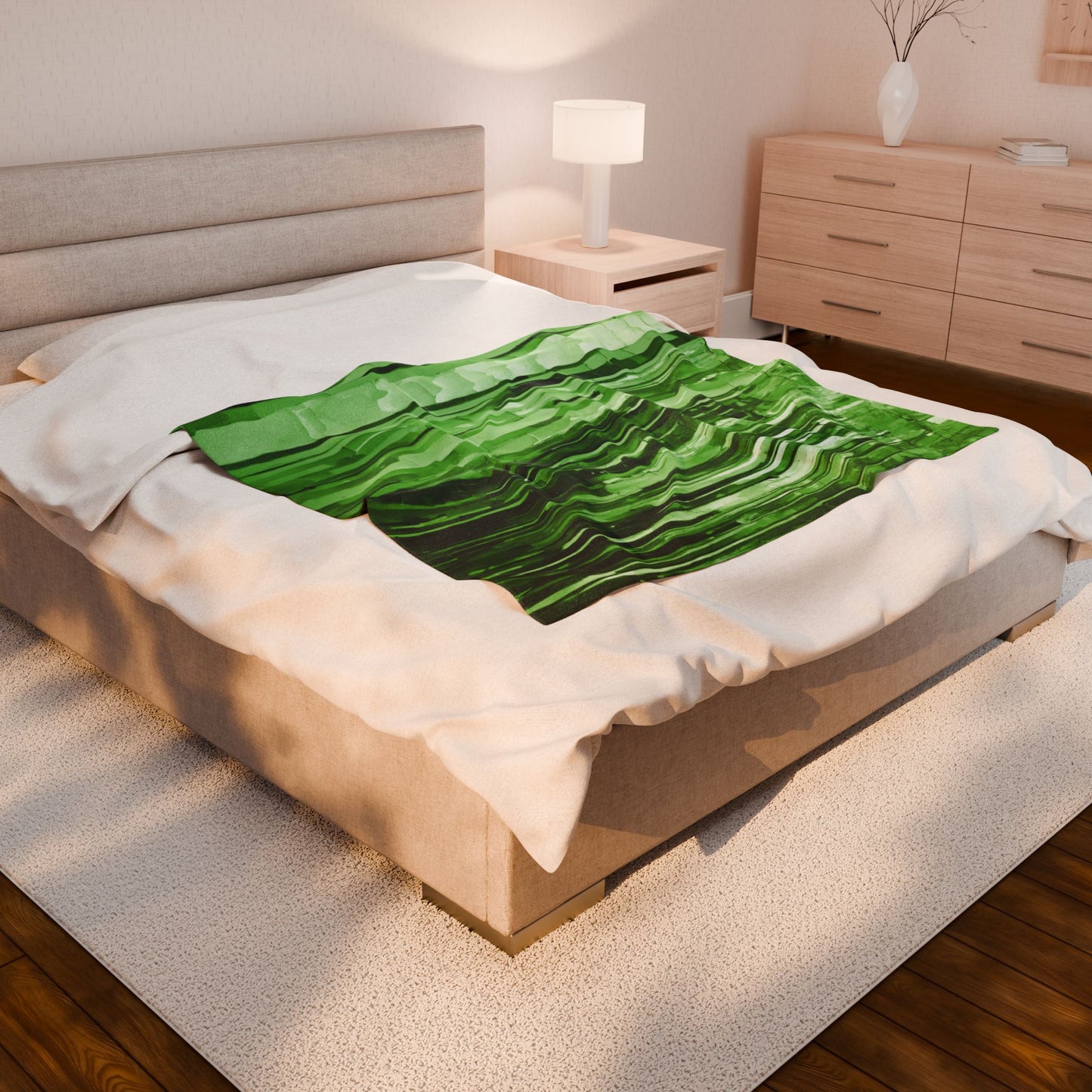 Striped Mint Pastel Velveteen Plush Blanket, 50" x 60"