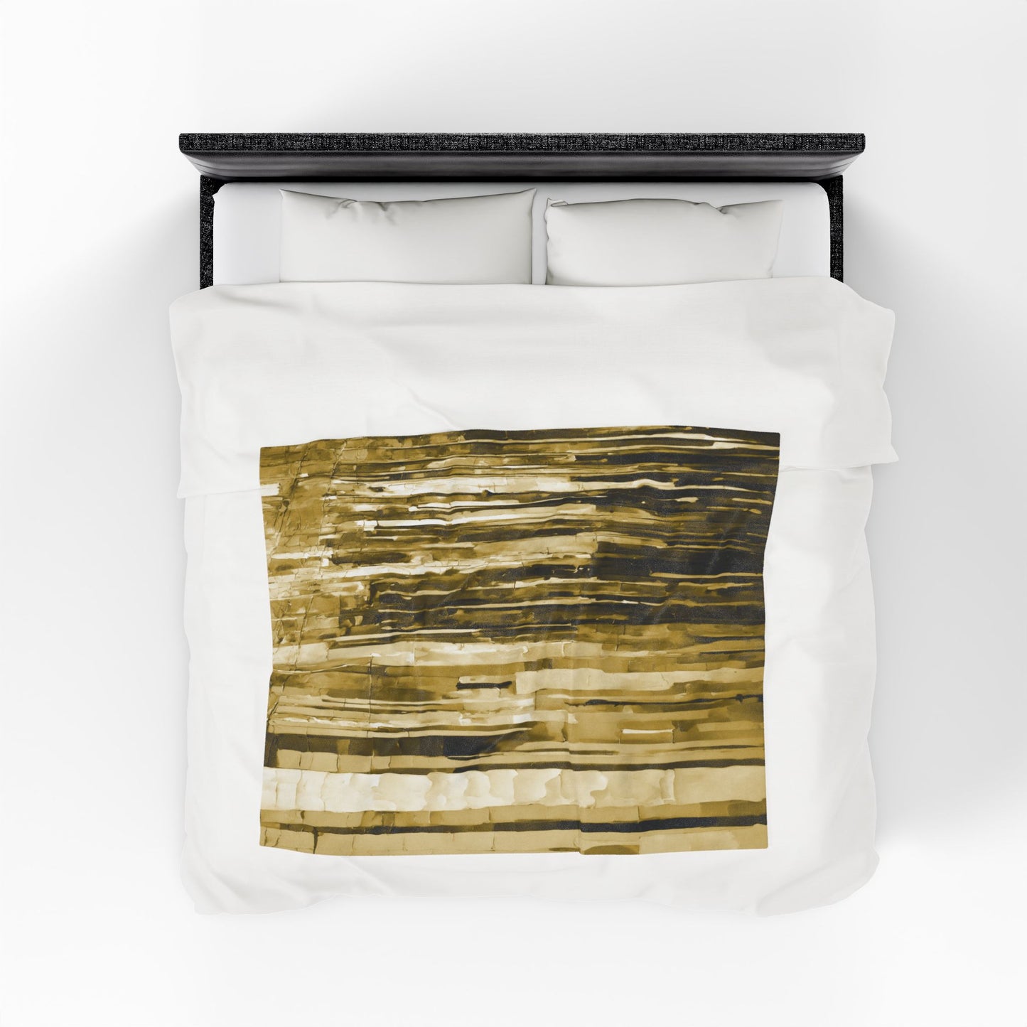 Striped Light Brown Velveteen Plush Blanket, 50" x 60"