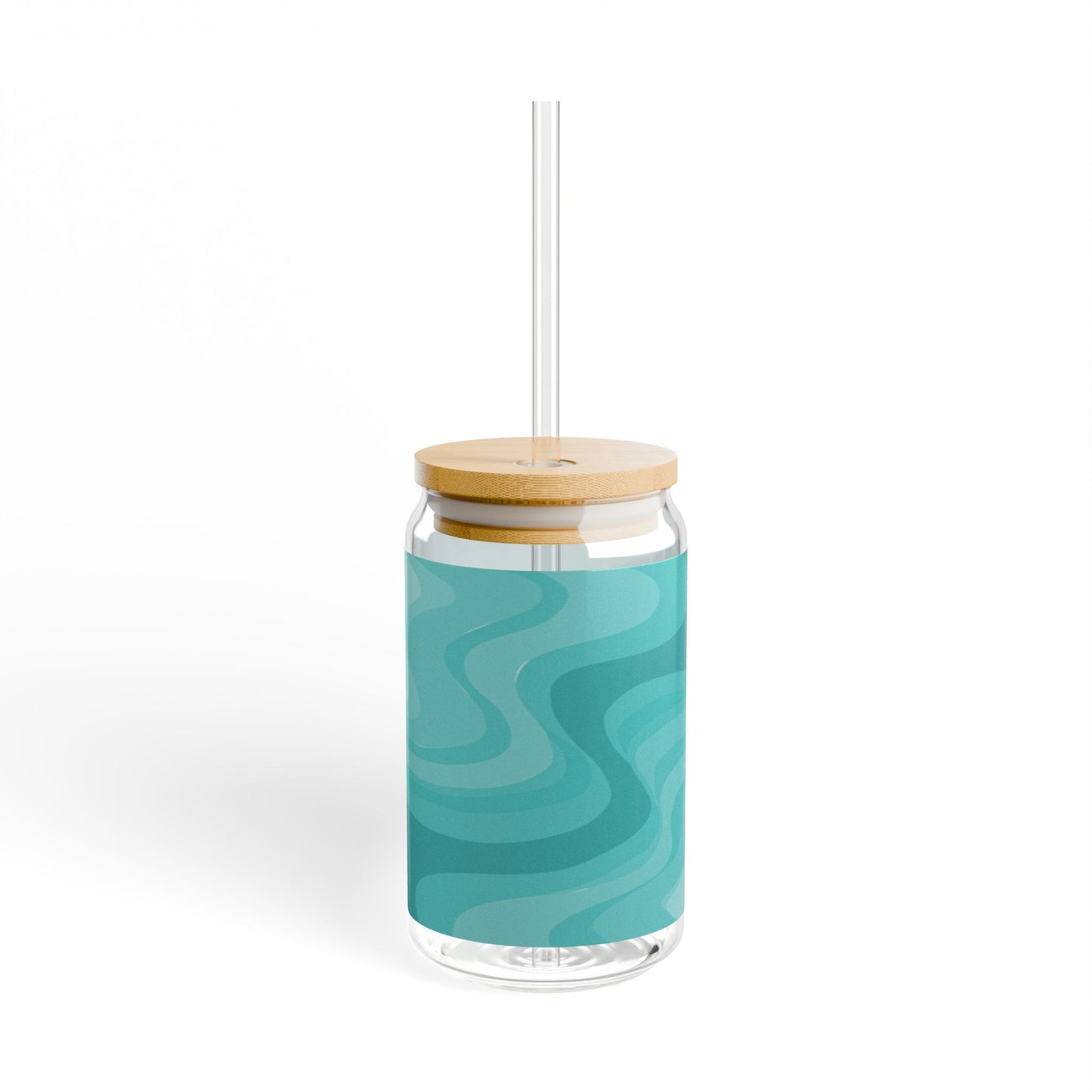 Tif Green Wavey Sipper Glass, 16oz