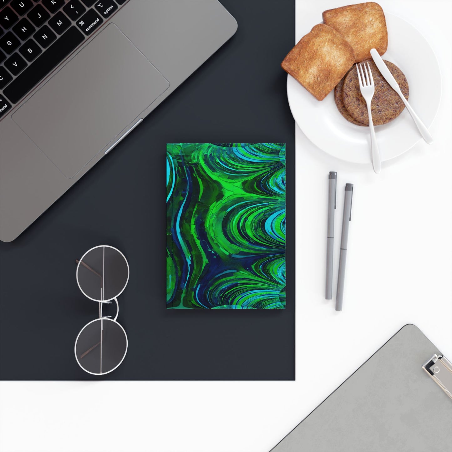 Uzi Spiral Blue Green 5.2" x 7.4" Hard Backed Journal with 128 blank pages