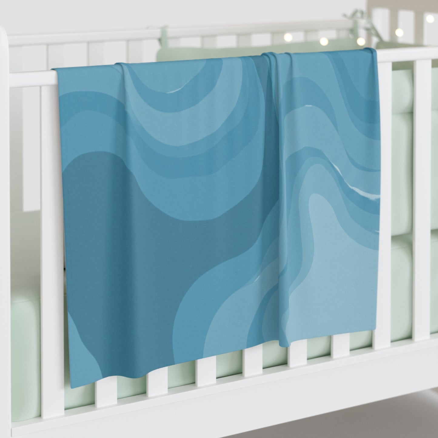 Sky Blue Wavey Baby Swaddle 30″×40″ Blanket