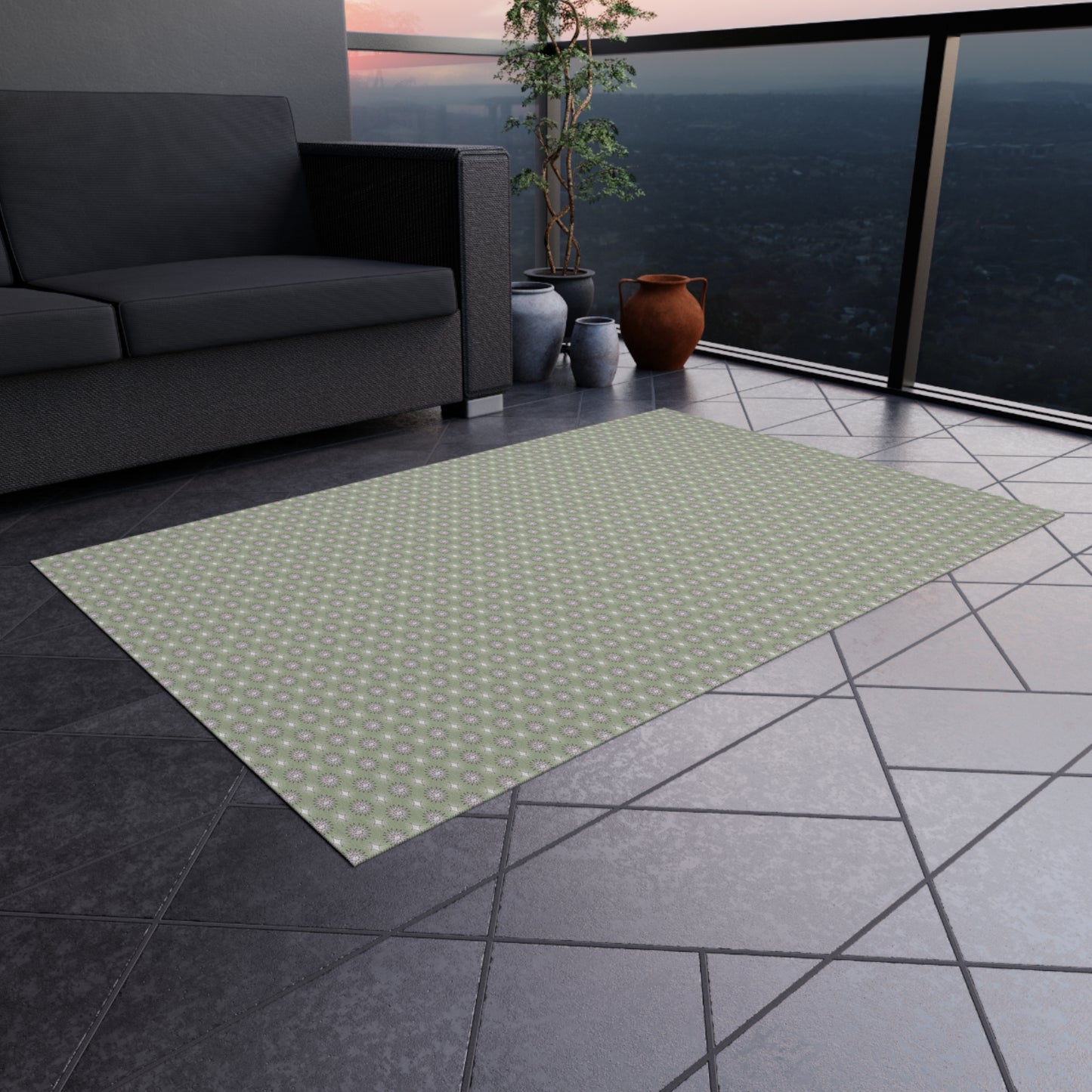 Olive Star-crossed Bodies Outdoor Rug, 48" x 72"