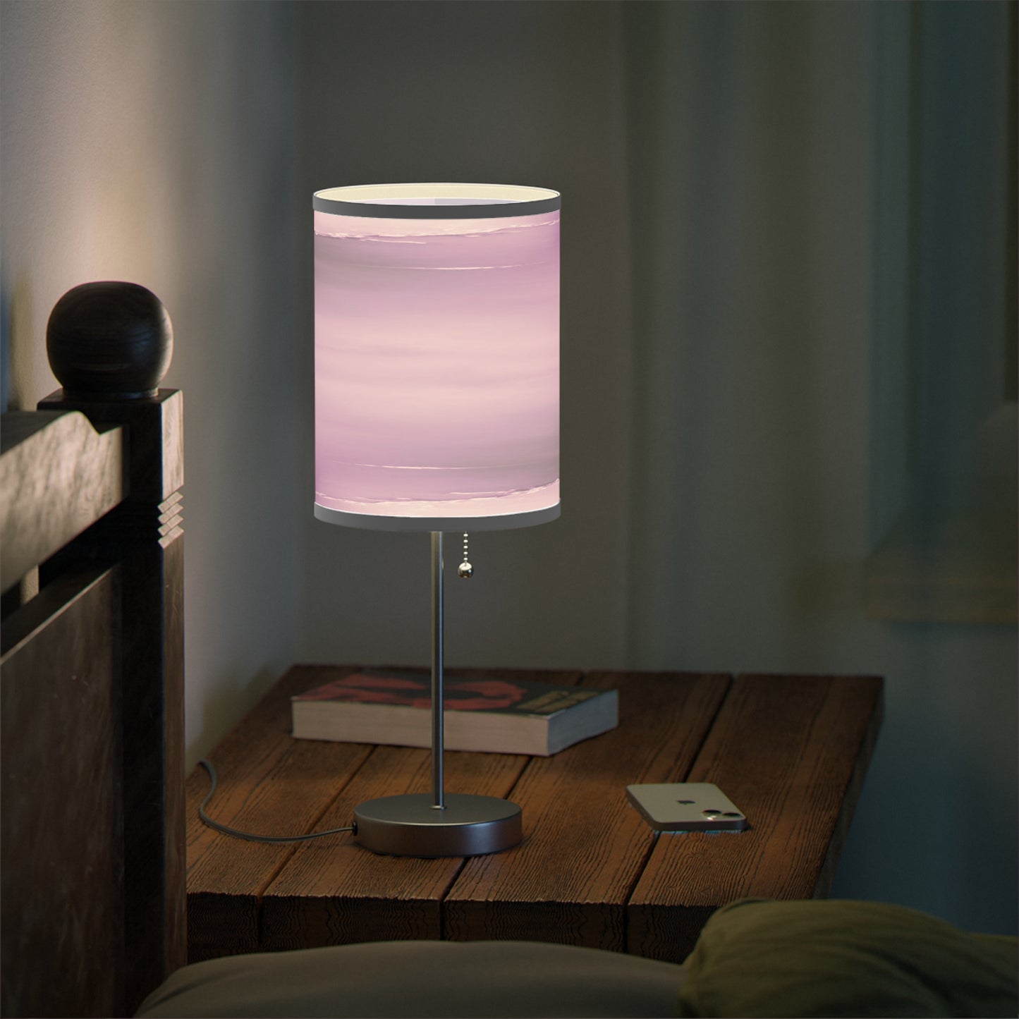 Dark Pink Sea Amethyst Fog Table Lamp on a White or Silver Stand, US|CA plug