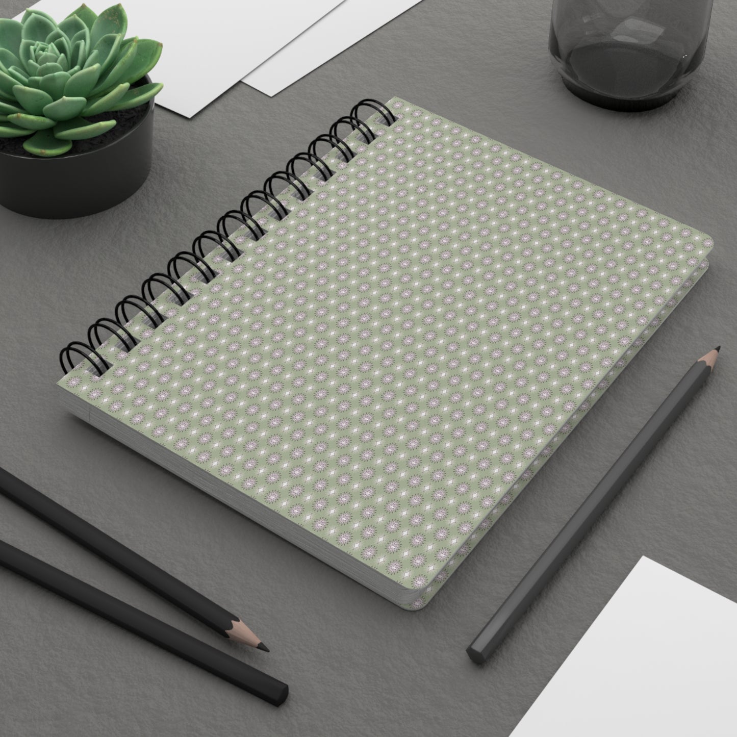 Olive Star-crossed Bodies Spiral Bound Journal, 5" x 7" 150 pages