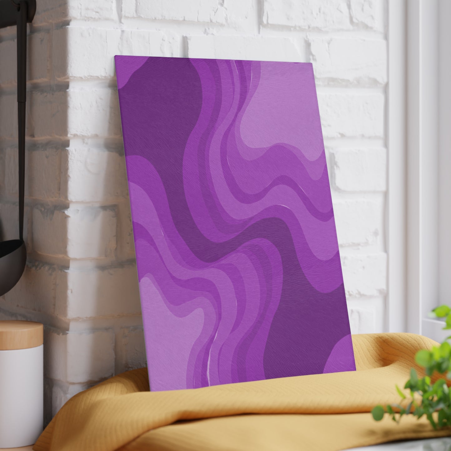 Wavey Purple Wavey 8" x 11" Glass Cutting Board
