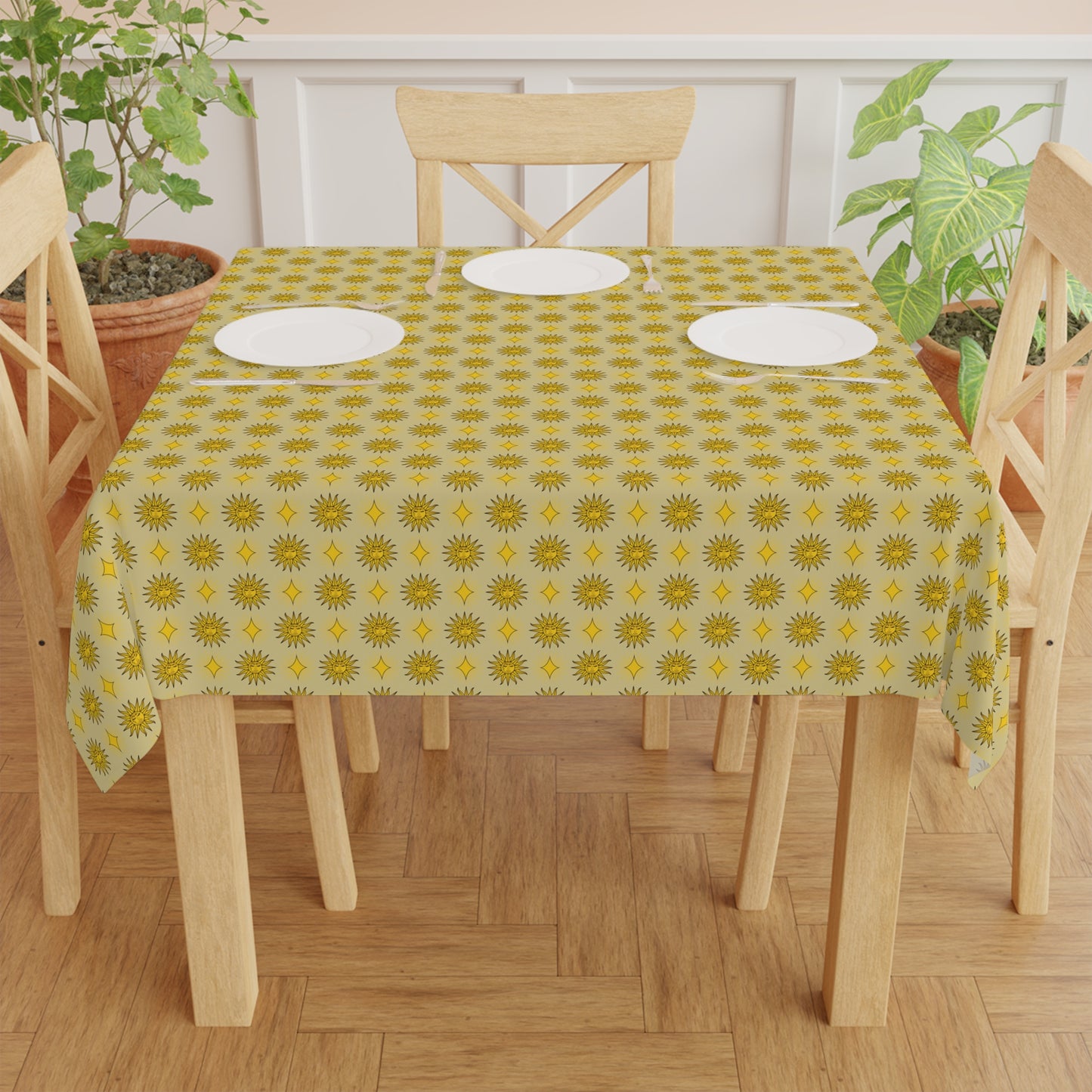 Lemongrass Star-crossed Bodies Tablecloth, 55" x 55"
