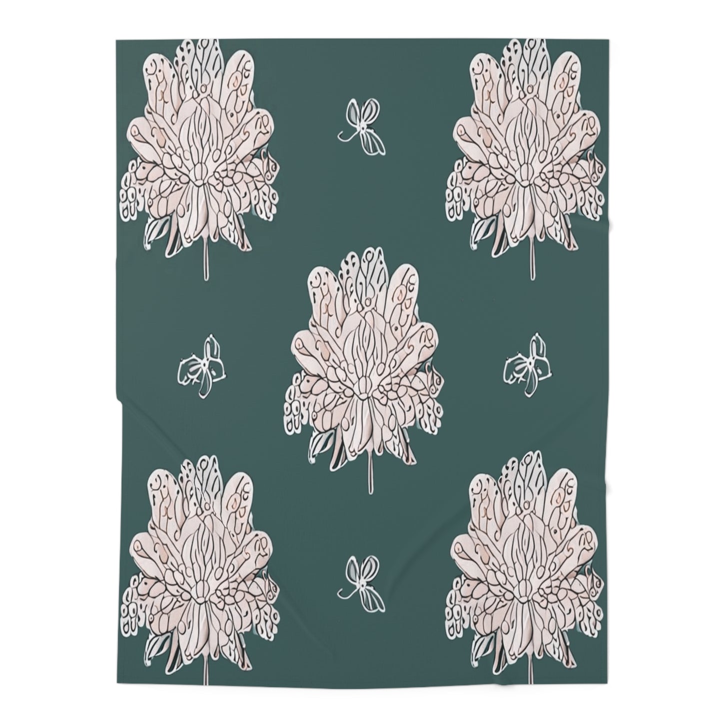 Soft White Floral Butterflies Baby Swaddle 30″×40″ Blanket