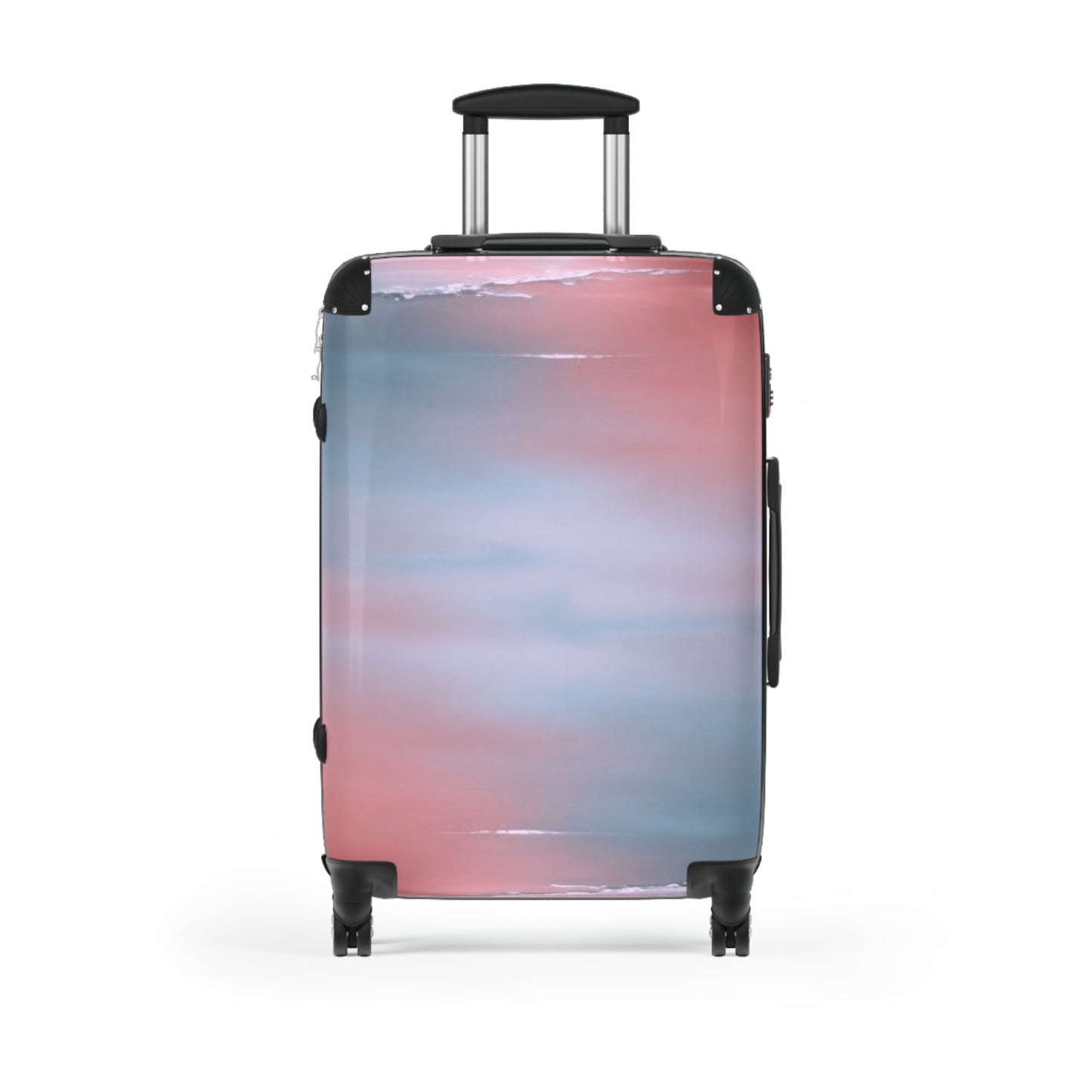 Gray Sea Pink Fog Medium Suitcase with built in lock, 4 double-wheels, telescopic handle, and ABS back hard-shell