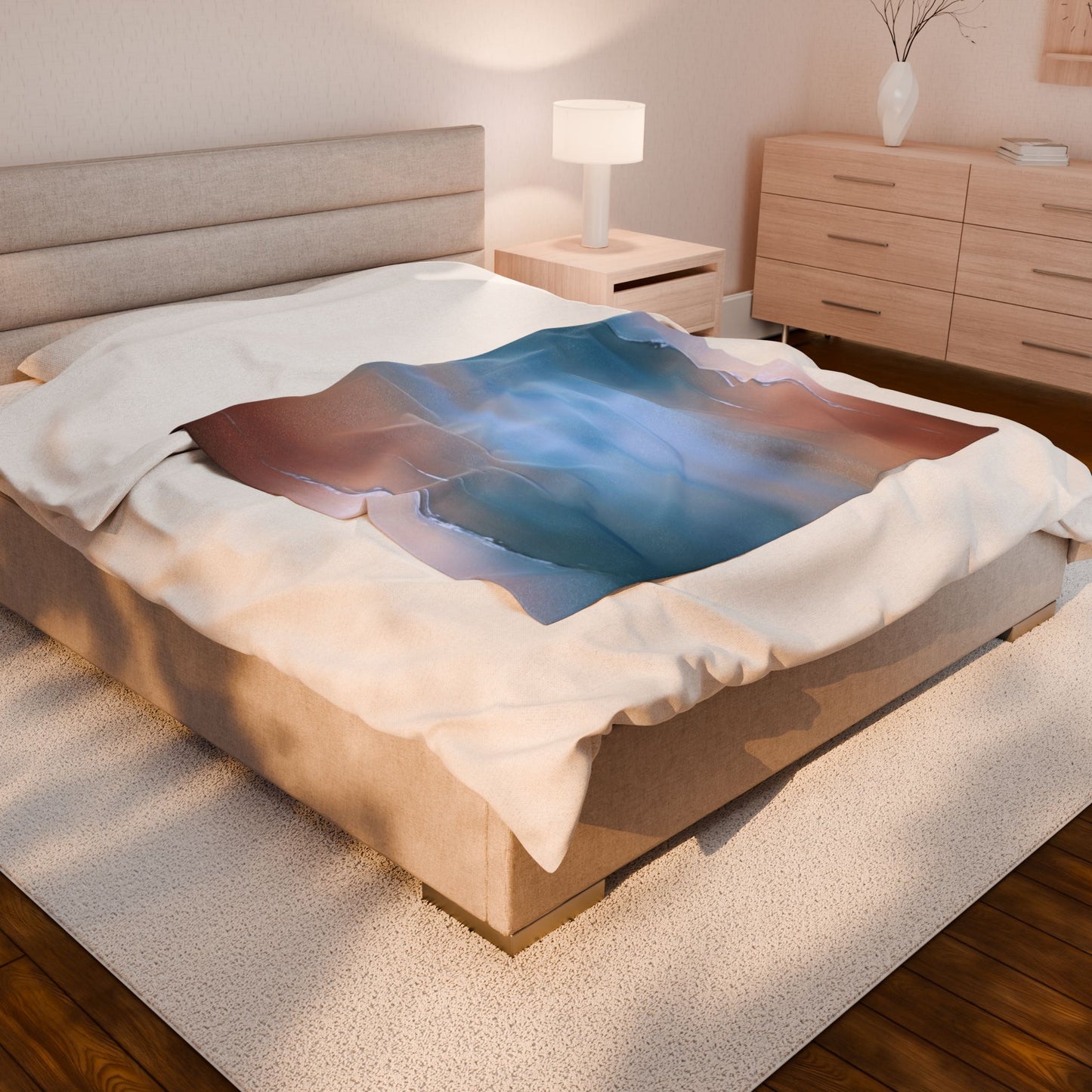 Blue Sea Peach Fog Velveteen Plush Blanket, 50" x 60"