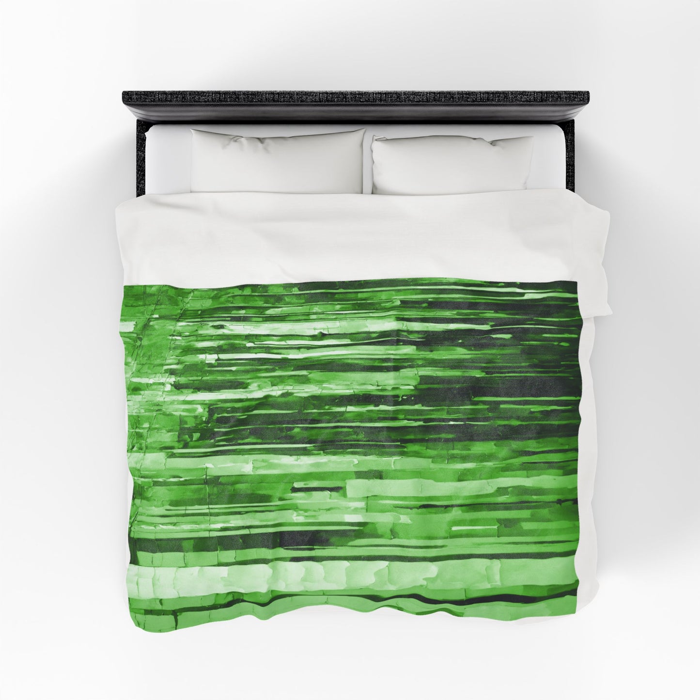 Striped Mint Pastel Velveteen Plush Blanket, 60" x 80"
