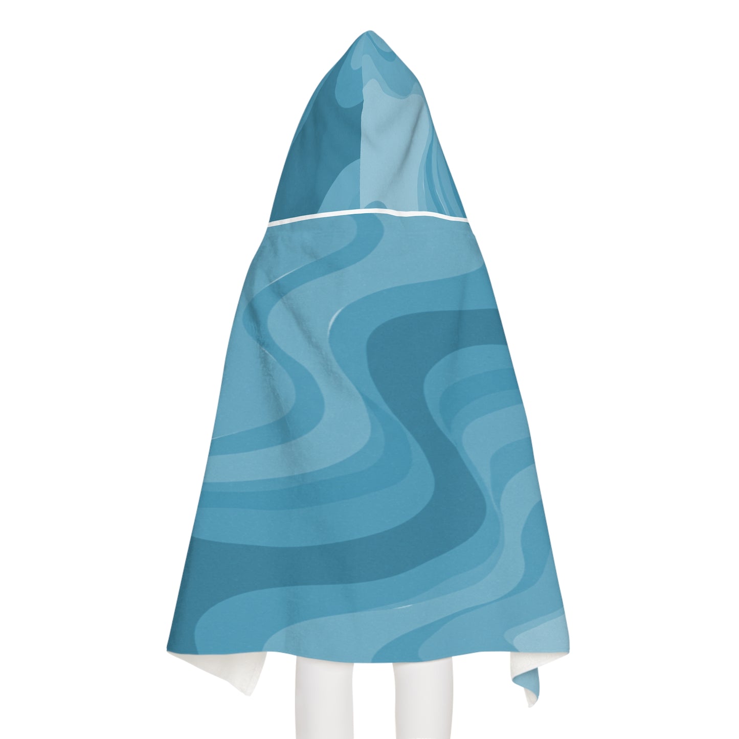 Sky Blue Wavey Youth Hooded Towel, 24" x 48"