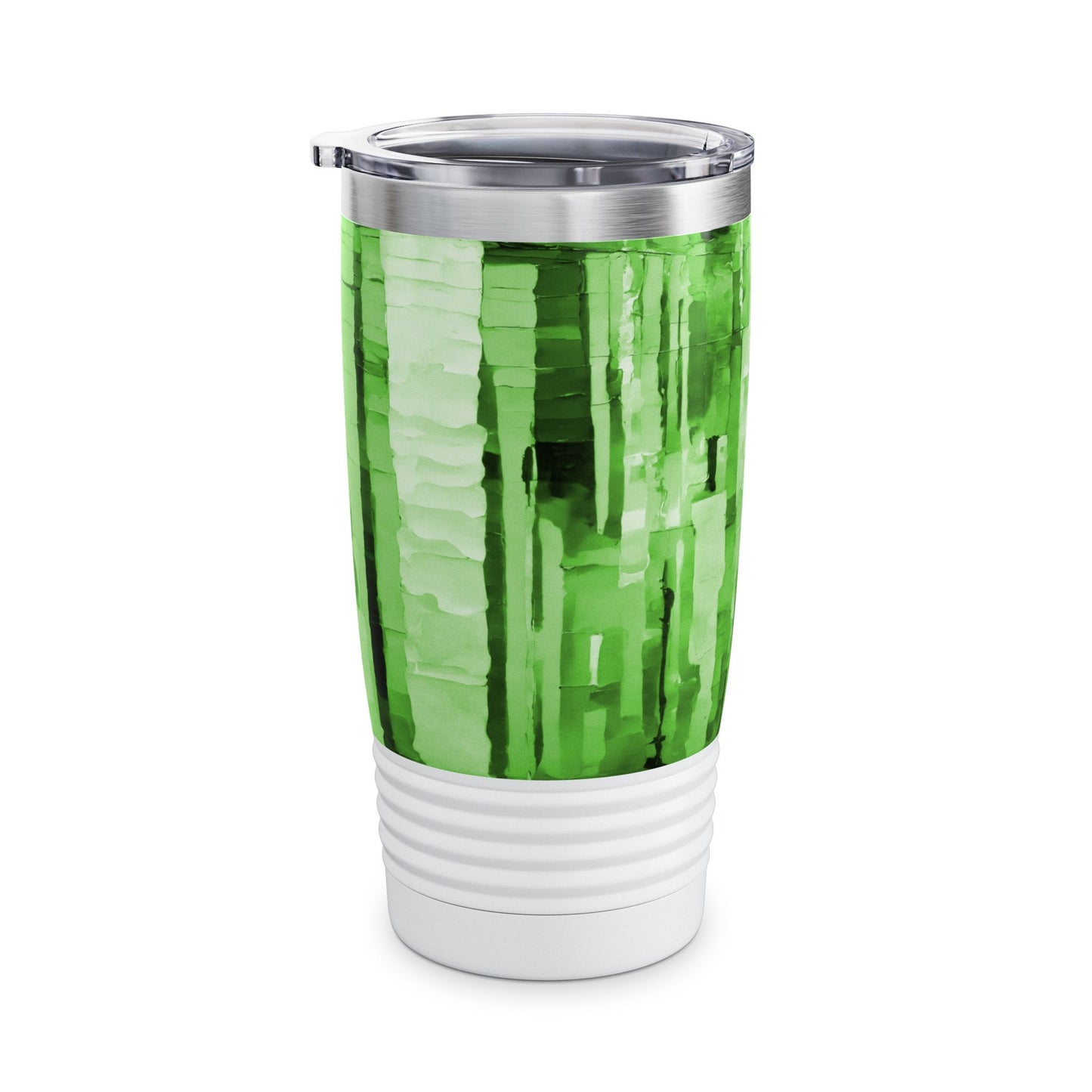 Striped Mint Pastel Ringneck Tumbler, 20oz in white, steel and black