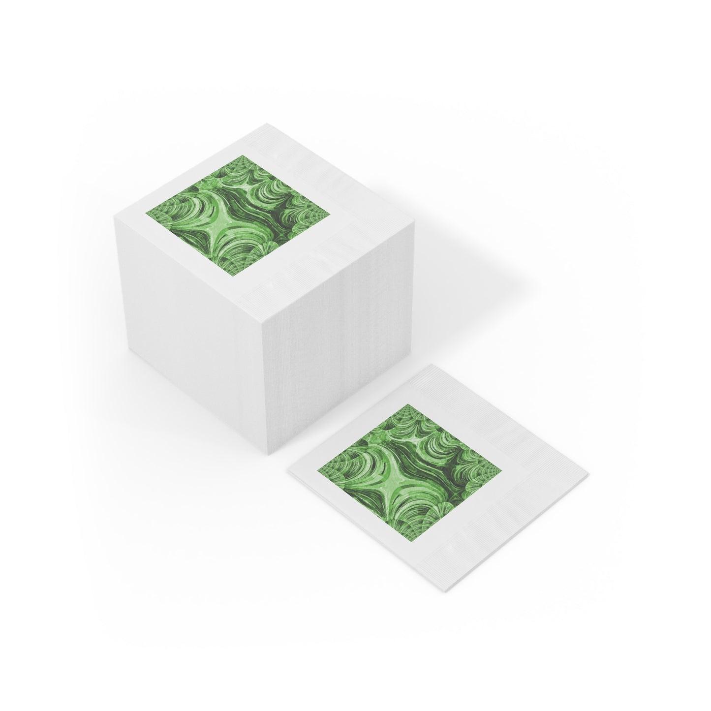Uzi Spiral Mint Pastel White Coined Napkins, 4.8" x 4.8"