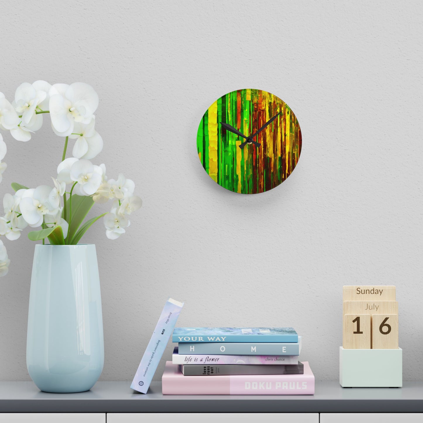 Striped Beta Acrylic Round Wall Clock, 8" x 8"