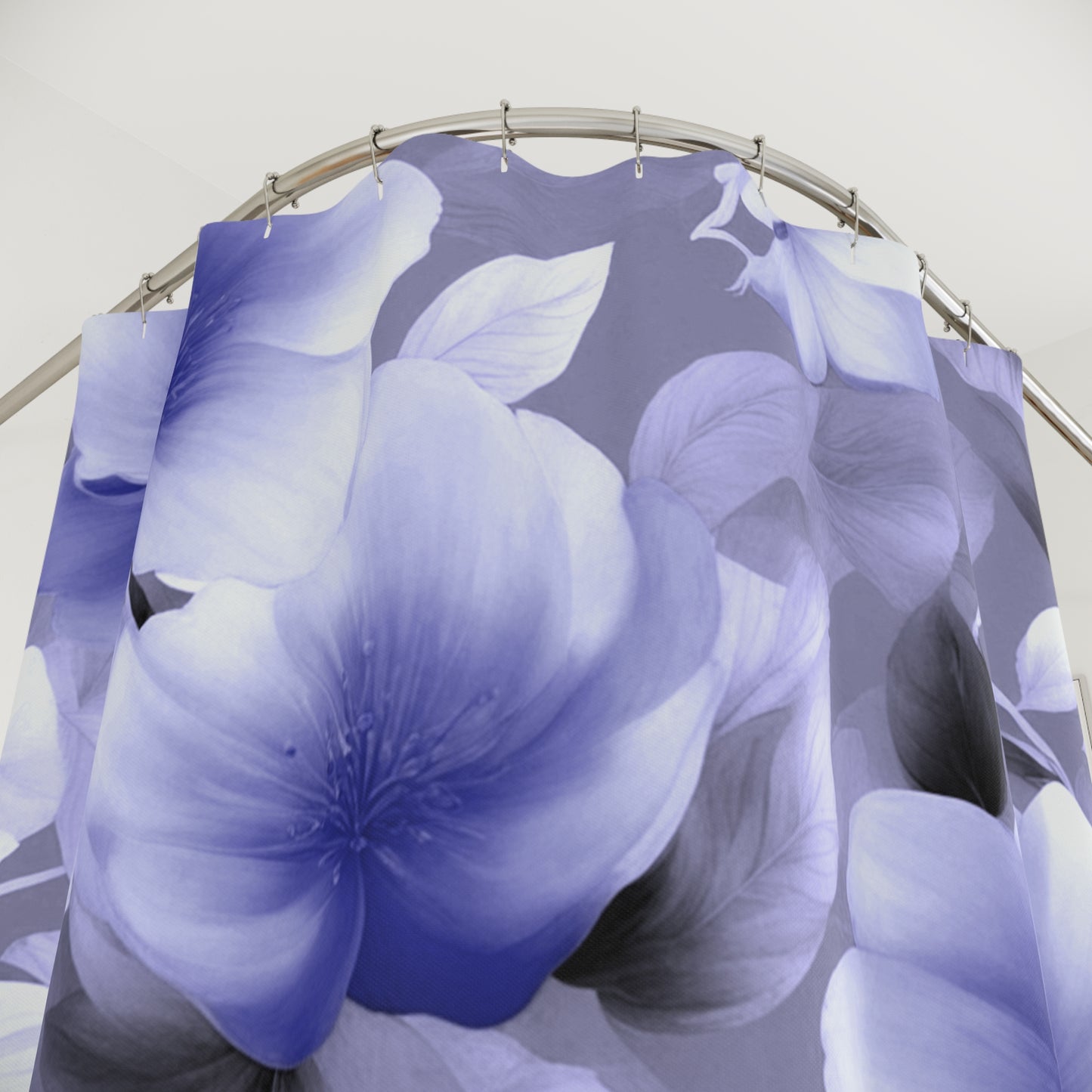 Indigo Blossom Floral Bunch Shower Curtains, 71" x 74"