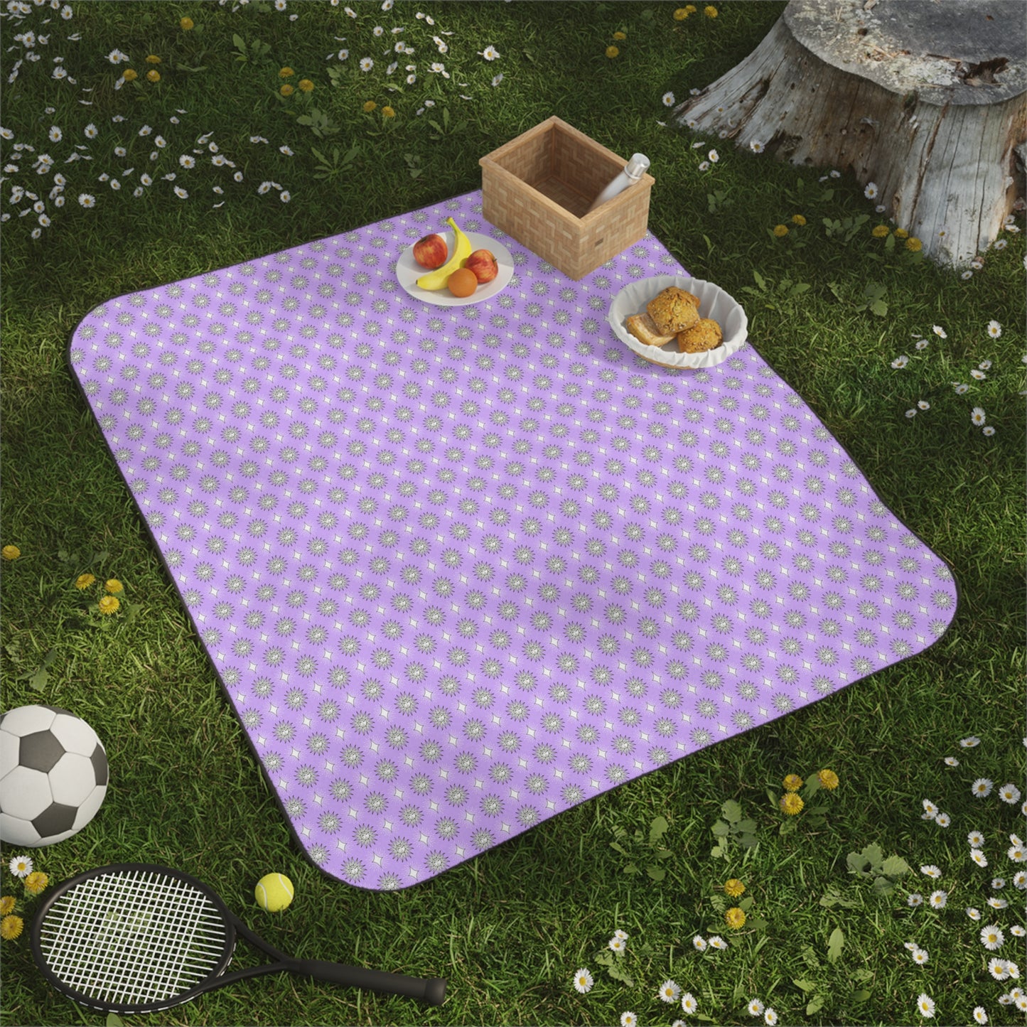 Lavender Star-crossed Bodies Picnic Blanket, 61" × 51"