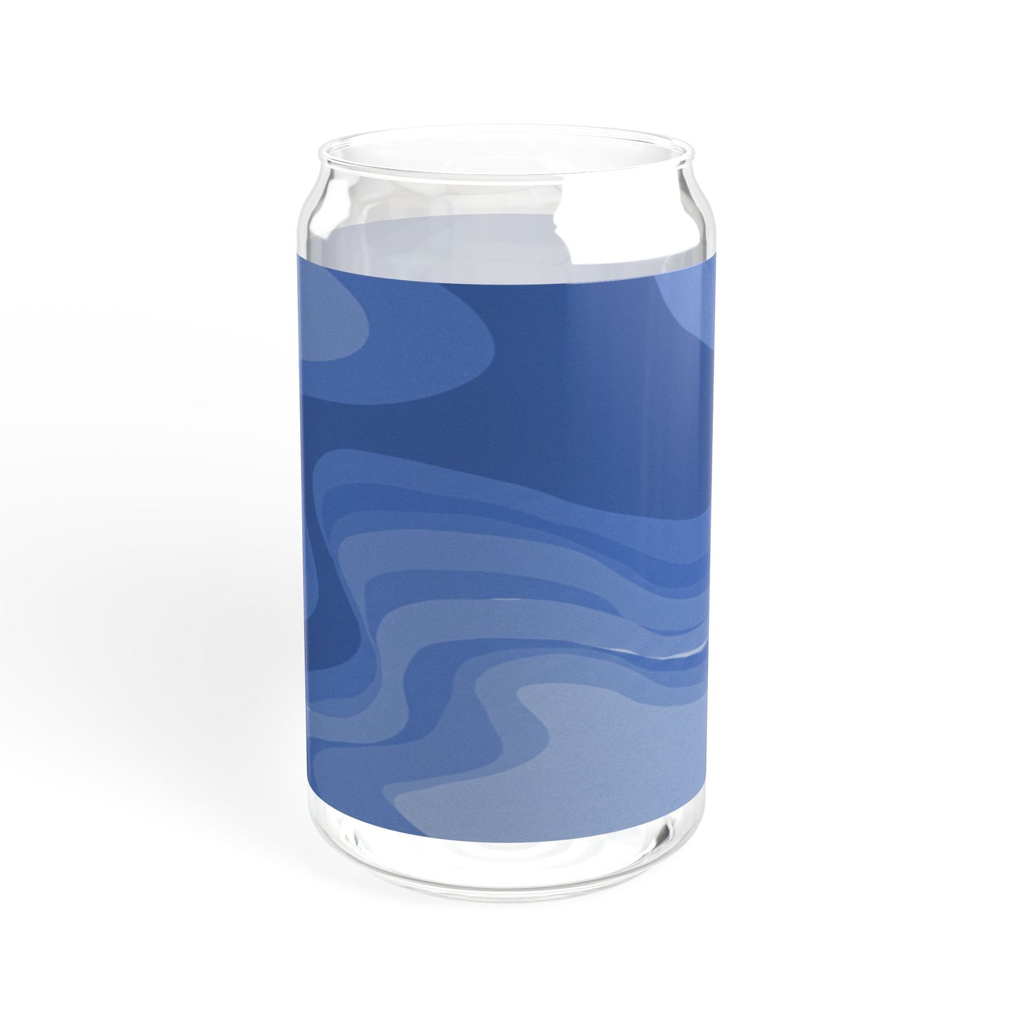 Deep Blue Wavey Sipper Glass, 16oz