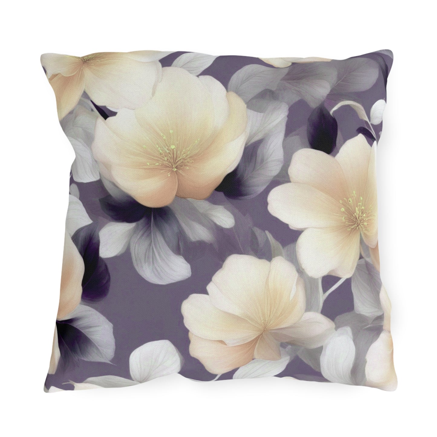 White Blush Floral Bunch 18" x 18" Outdoor Pillow