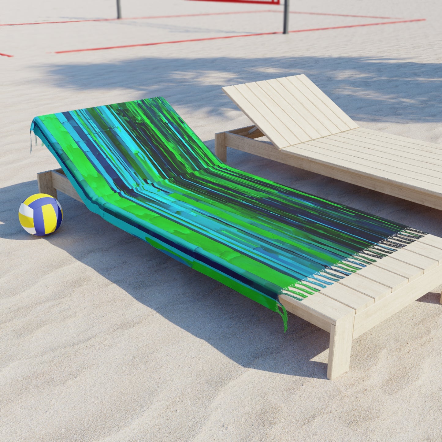 Striped Blue Green 38" × 81" Boho Beach Cloth