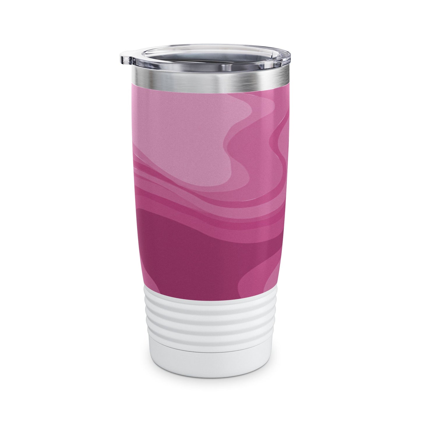 Pinky Mauve Wavey Ringneck Tumbler, 20oz in white, steel and black