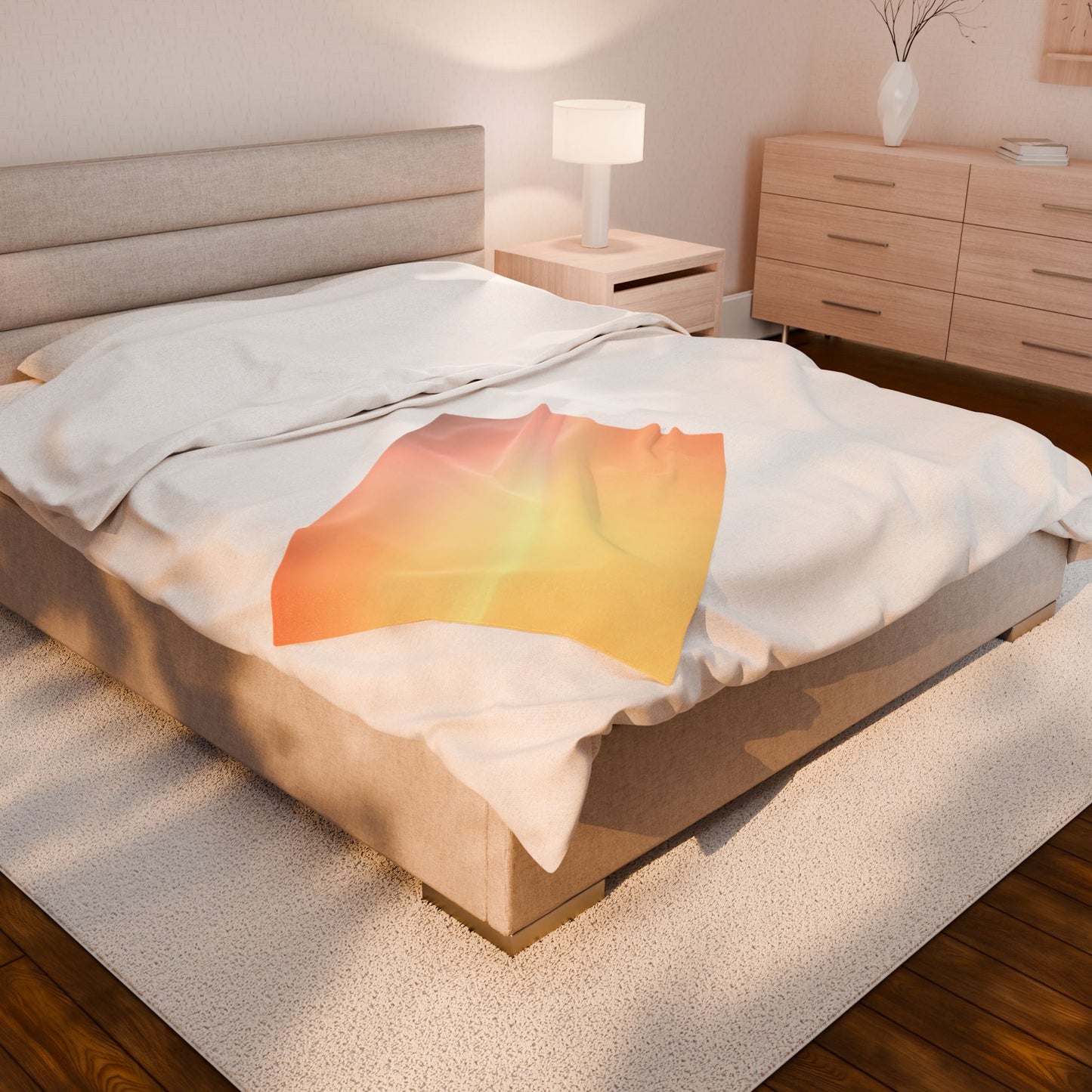 Hot Peach Fade Velveteen Plush Blanket, 30" x 40"