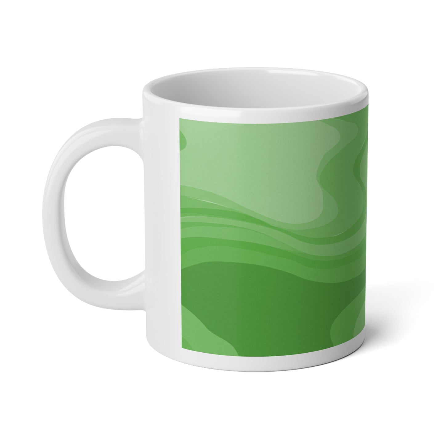 Meanie Greenie Wavey 20 oz White Glossy Jumbo Mug