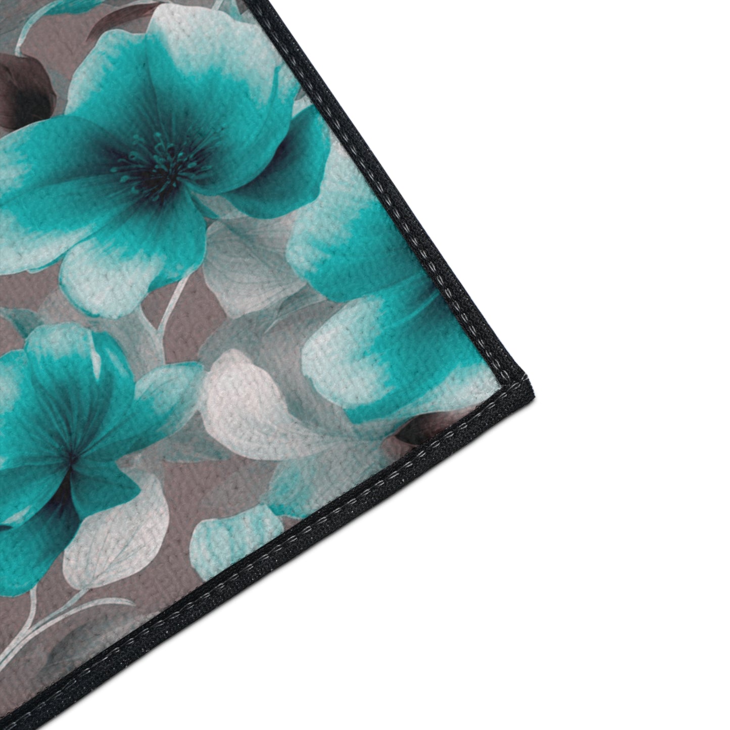 Tif Green Gray Floral Bunch Heavy Duty Floor Mat, 18" x 24"