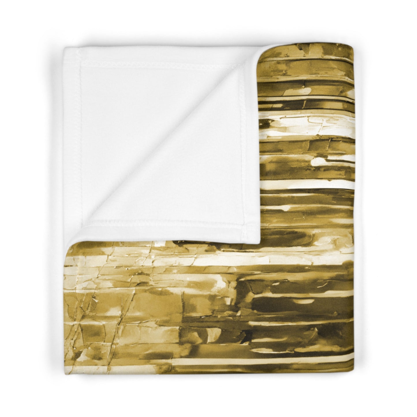 Striped Light Brown Soft Fleece Baby Blanket, 30" x 40"