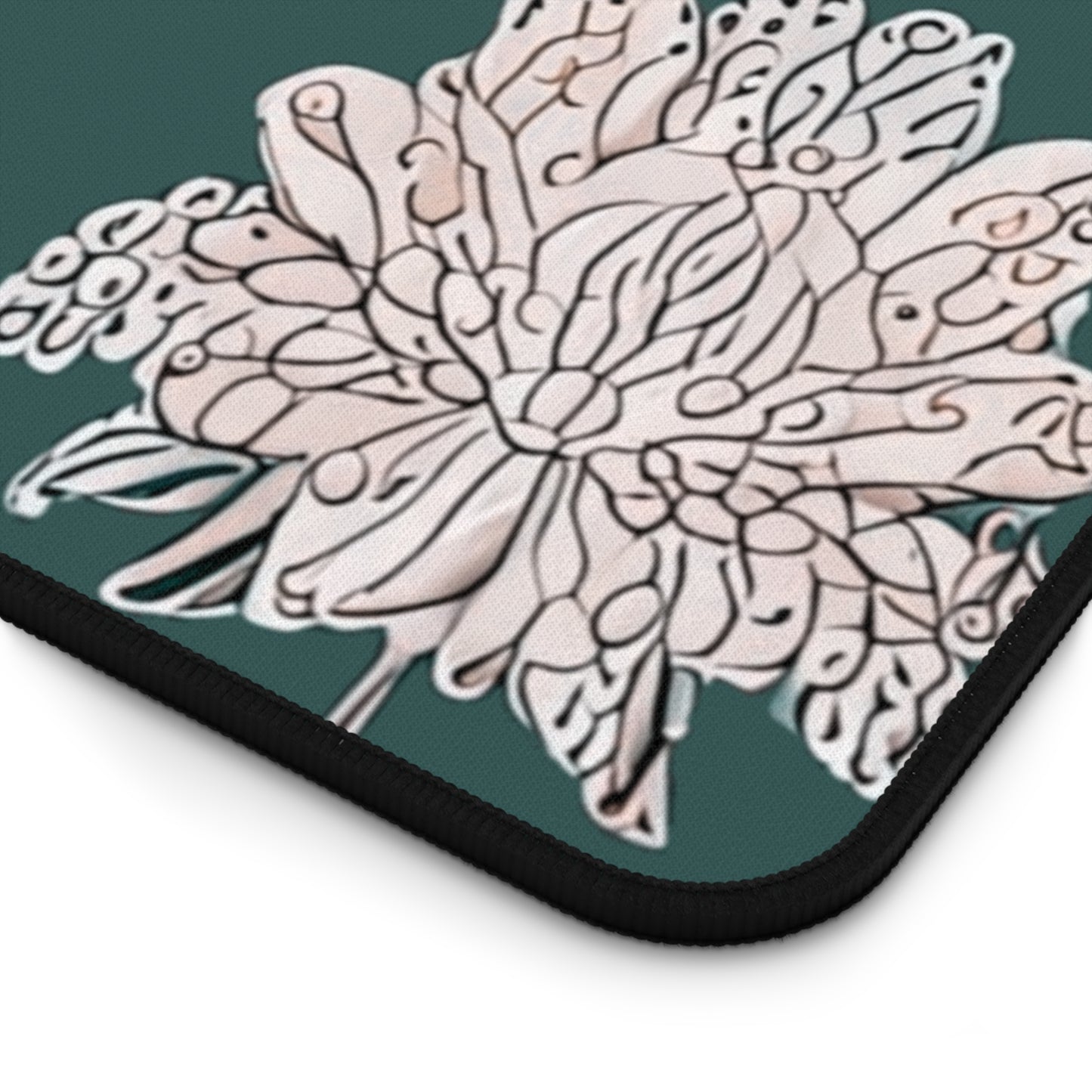 Soft White Floral Butterflies 16" x 32" Desk Mat