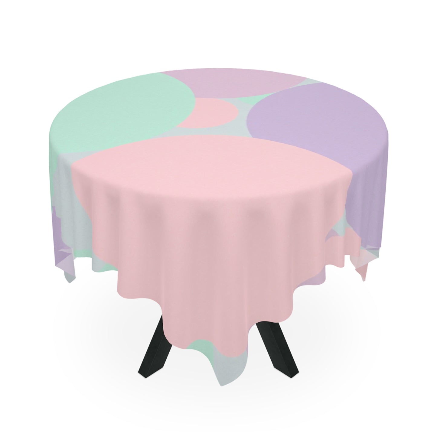 Pastel Peach and Soft Green Patches Tablecloth, 55" x 55"