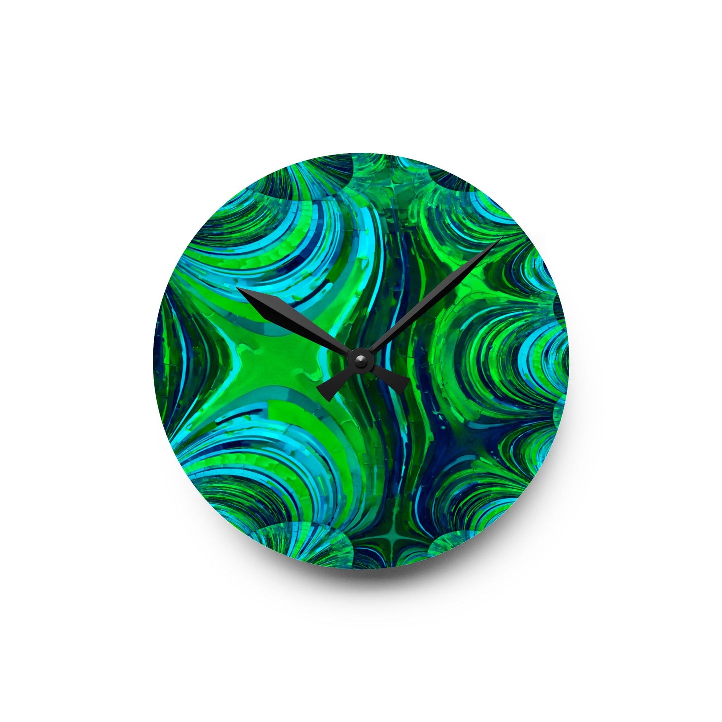 Uzi Spiral Blue Green Acrylic Round Wall Clock, 8" x 8"