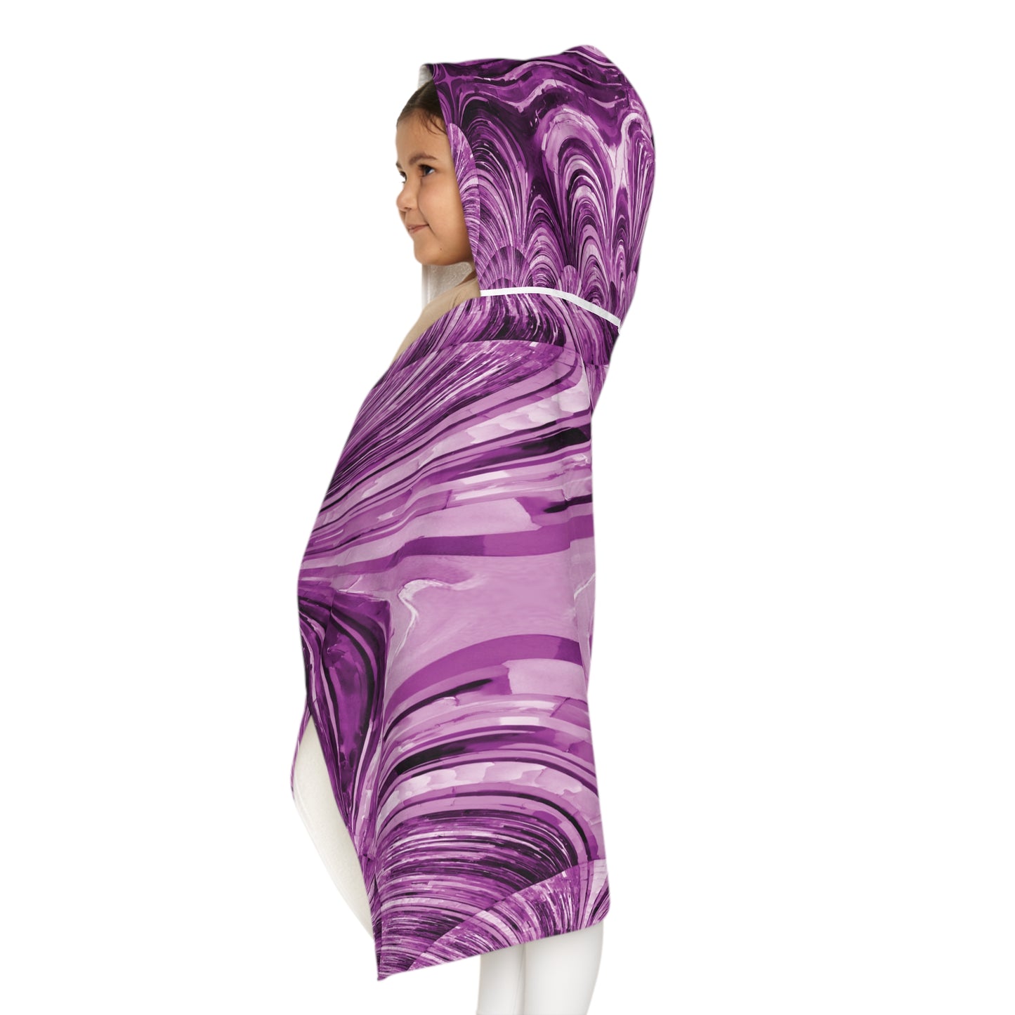 Uzi Spiral Powder Lavender Youth Hooded Towel, 24" x 48"