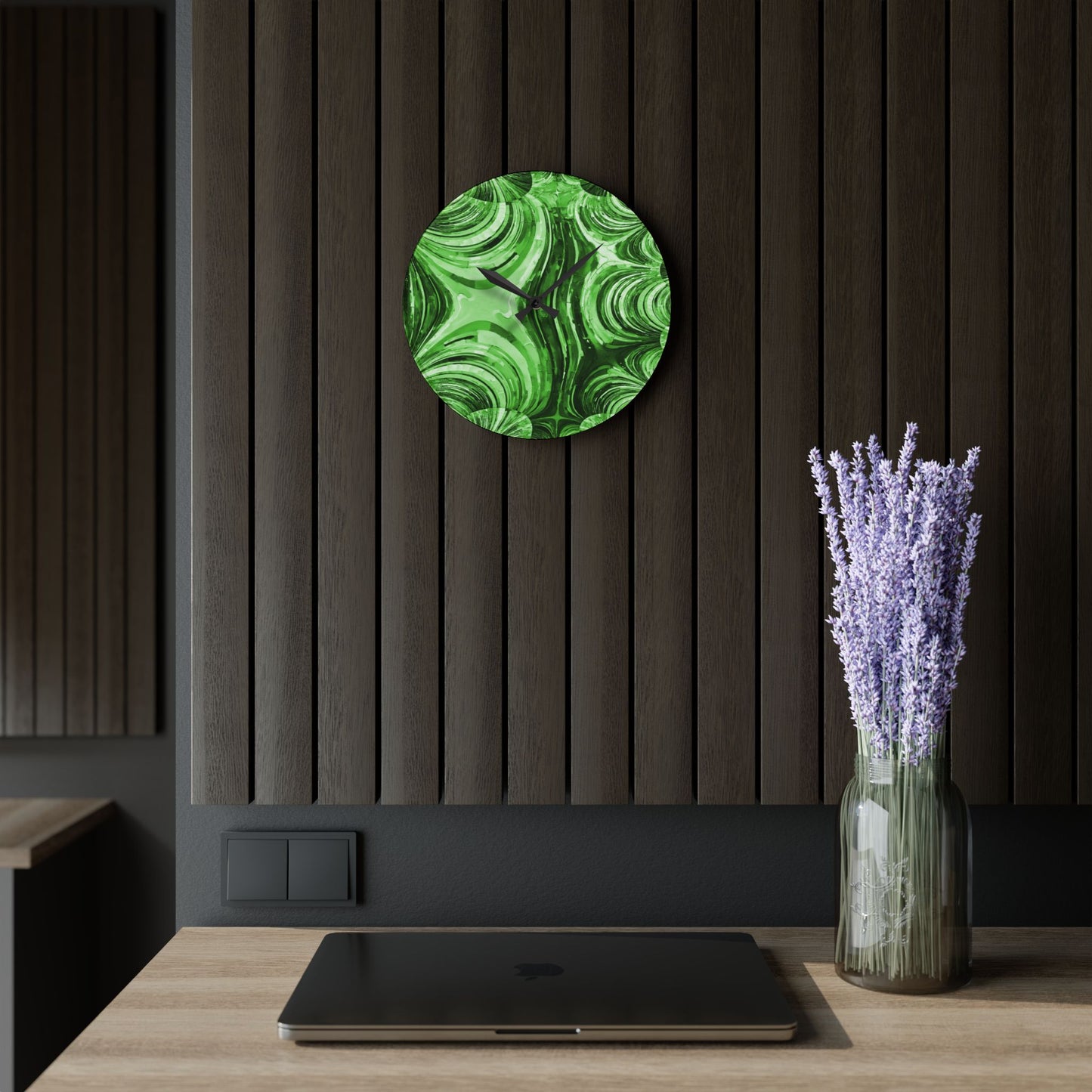 Uzi Spiral Mint Pastel Acrylic Wall Clock, Round or Square, 10.75" x 10.75"
