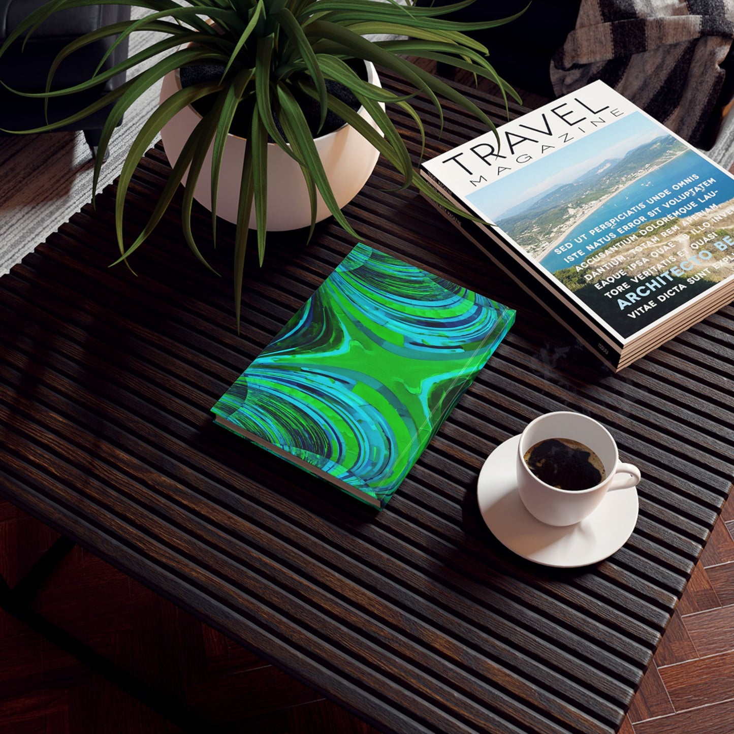 Uzi Spiral Blue Green 5.2" x 7.4" Hard Backed Journal with 128 blank pages
