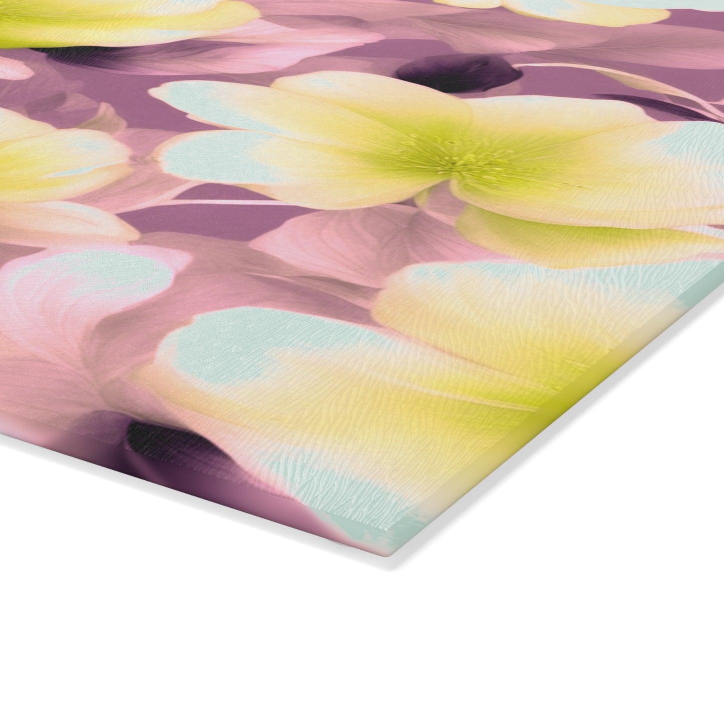 Lemon Blossom Floral Bunch Glass Cutting Board, 8" x 11"