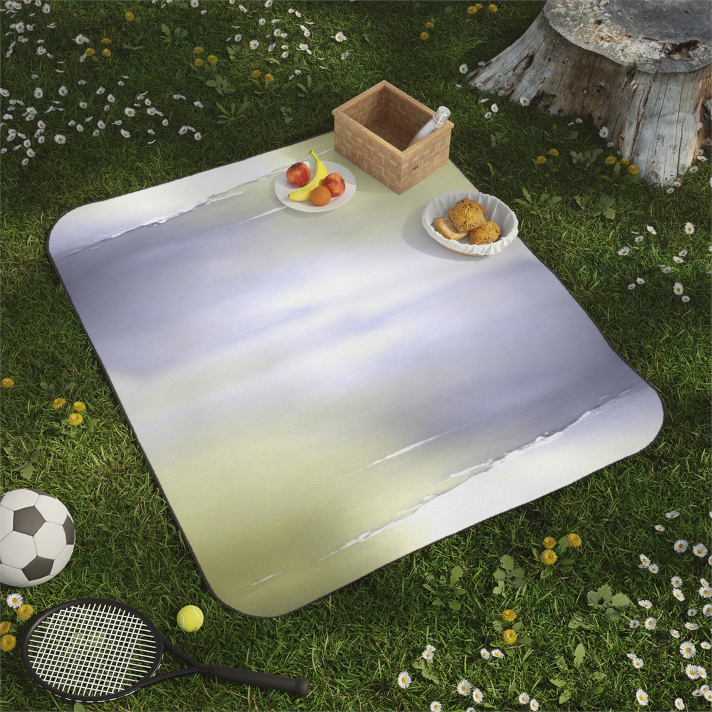 Lavender Sea Golden Fog 61" × 51" Picnic Blanket