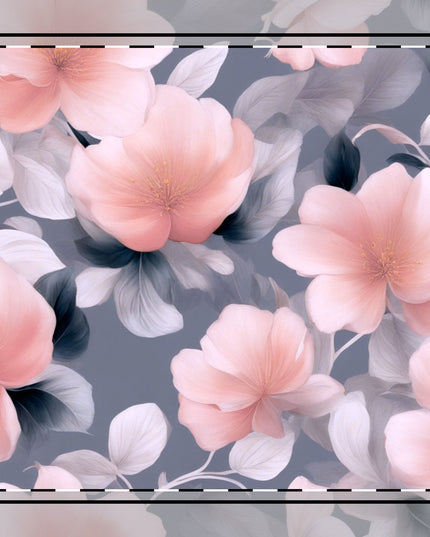 Peach and Blue Gray Floral Bunch Cotton Twill Napkin, 10" x 10"